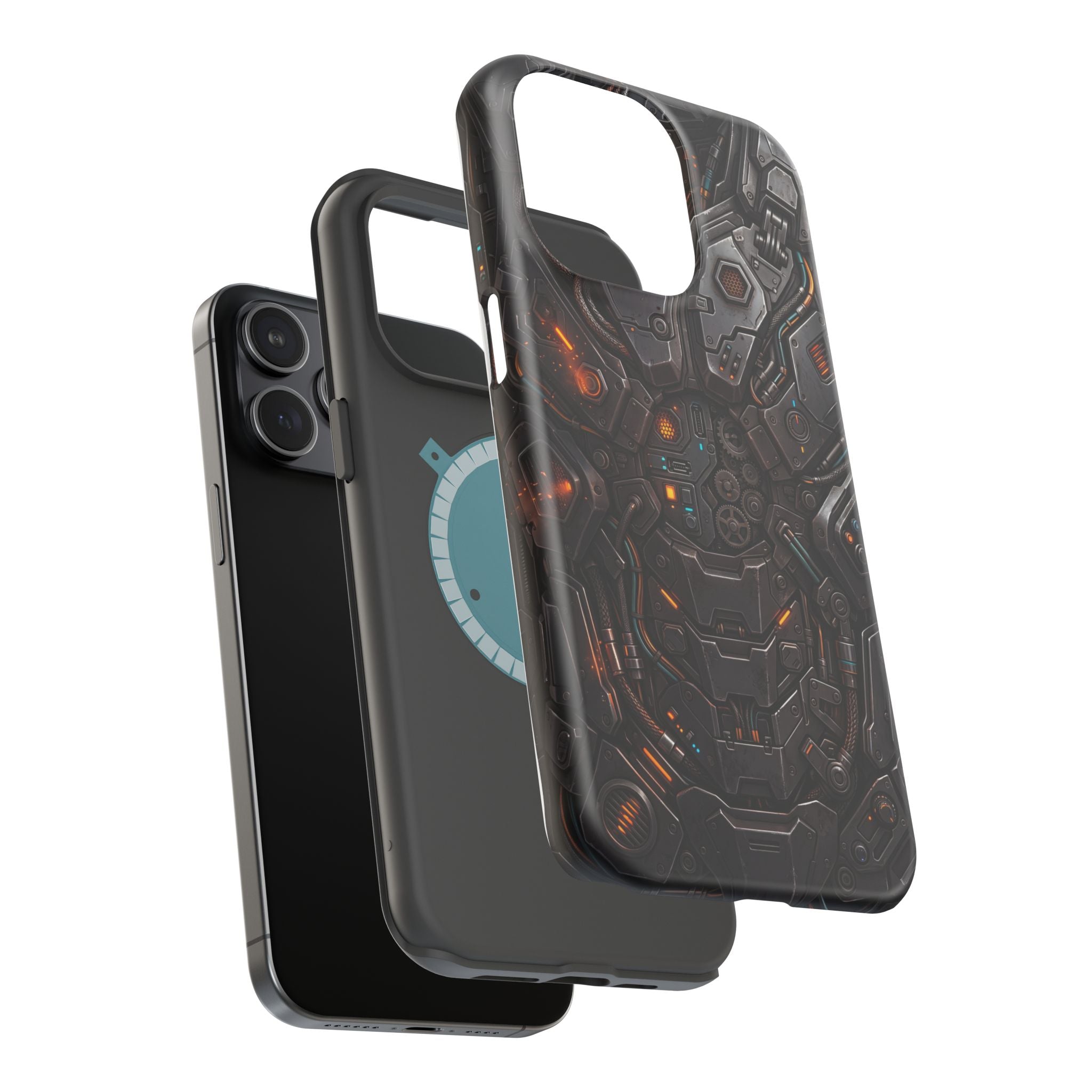 Mech Armor Phone Case — Industrial Circuit Wireless Charging Cover