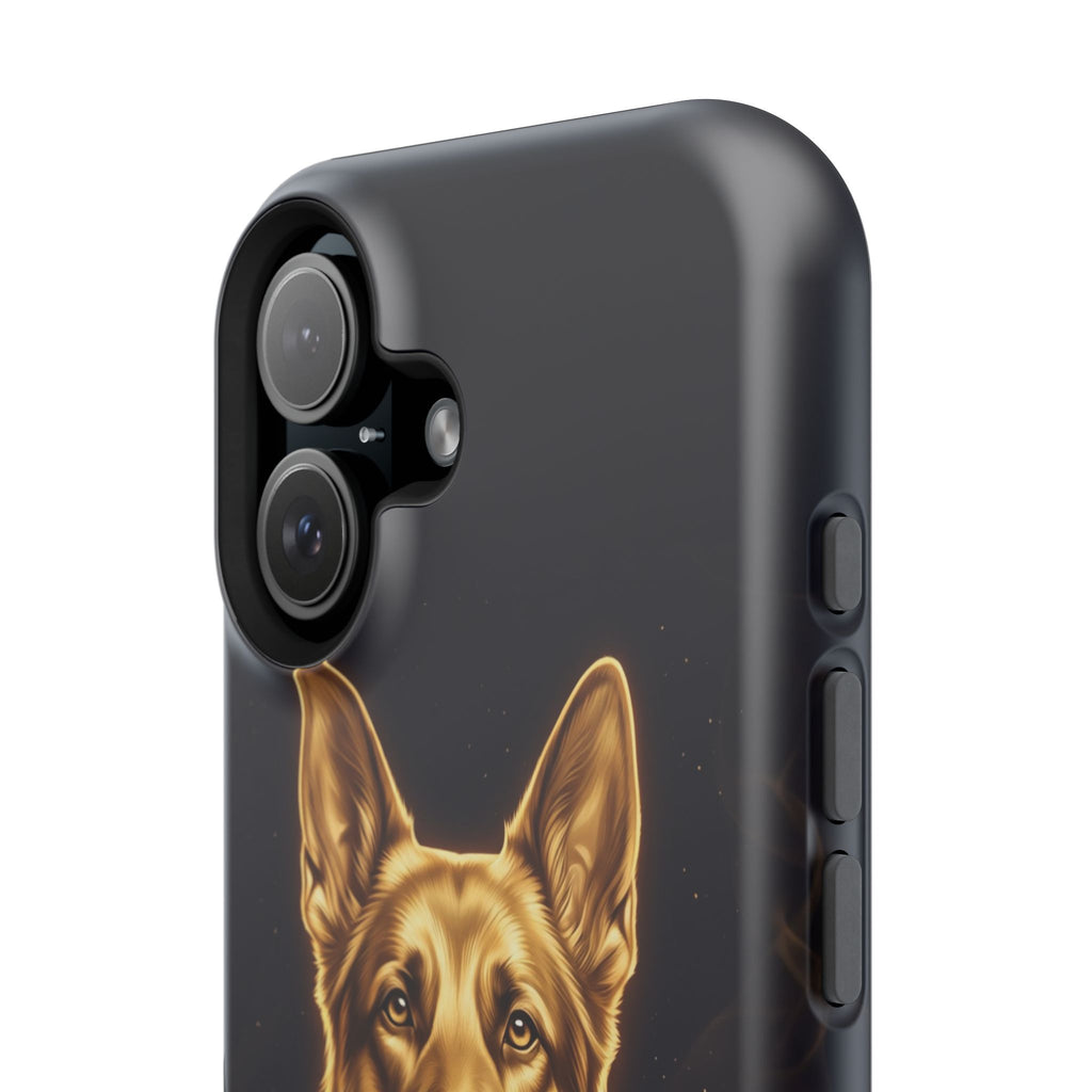German Shepherd Phone Case | Personalized Gold Glow Art — Tough Magnetic Case with Wireless Charging