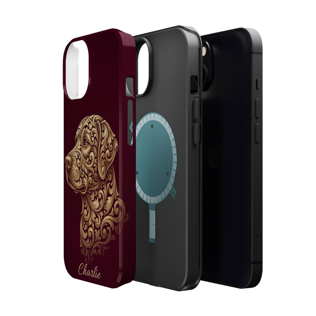 Personalized Gold Filigree Labrador Phone Case — Tough Magnetic Case with Wireless Charging