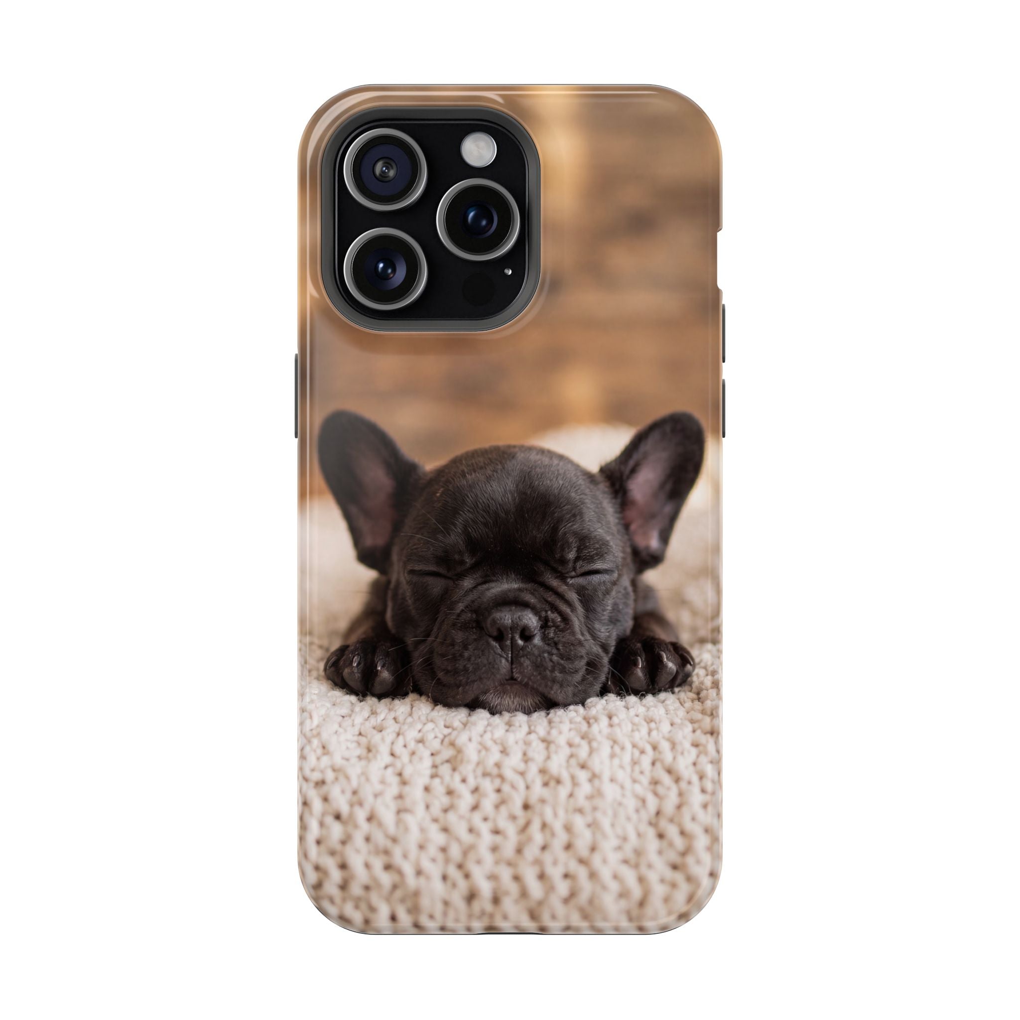 Sleepy French Bulldog Phone Case — Impact-Resistant Wireless Charging Cover