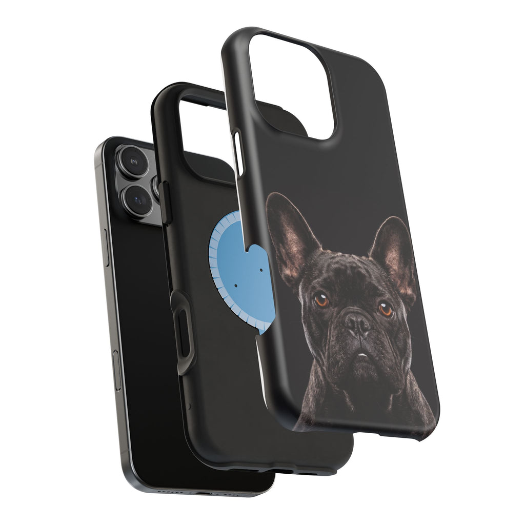 Black French Bulldog Phone Case — Impact-Resistant Wireless Charging Cover