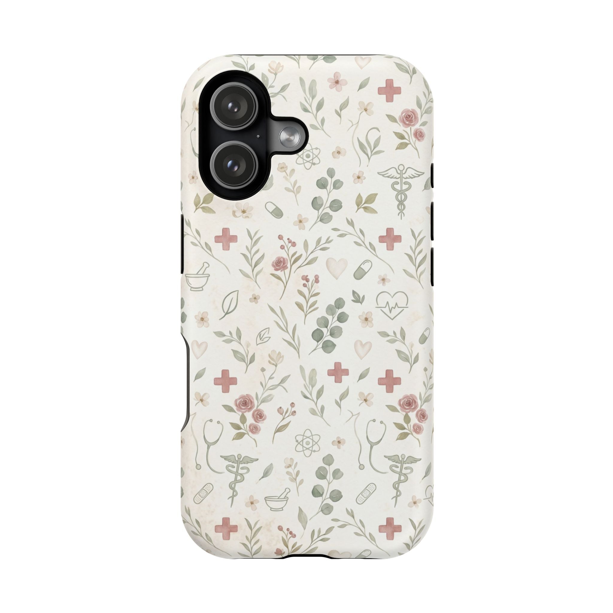 Floral Nurse Phone Case — Impact-Resistant Wireless Charging Cover