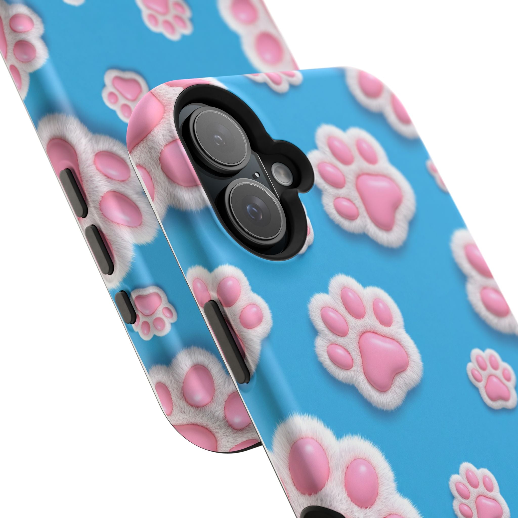 Fluffy Paw Print Phone Case | Cute 3D Pink Paw Pattern Case for Dog & Cat Lovers | iPhone & Samsung