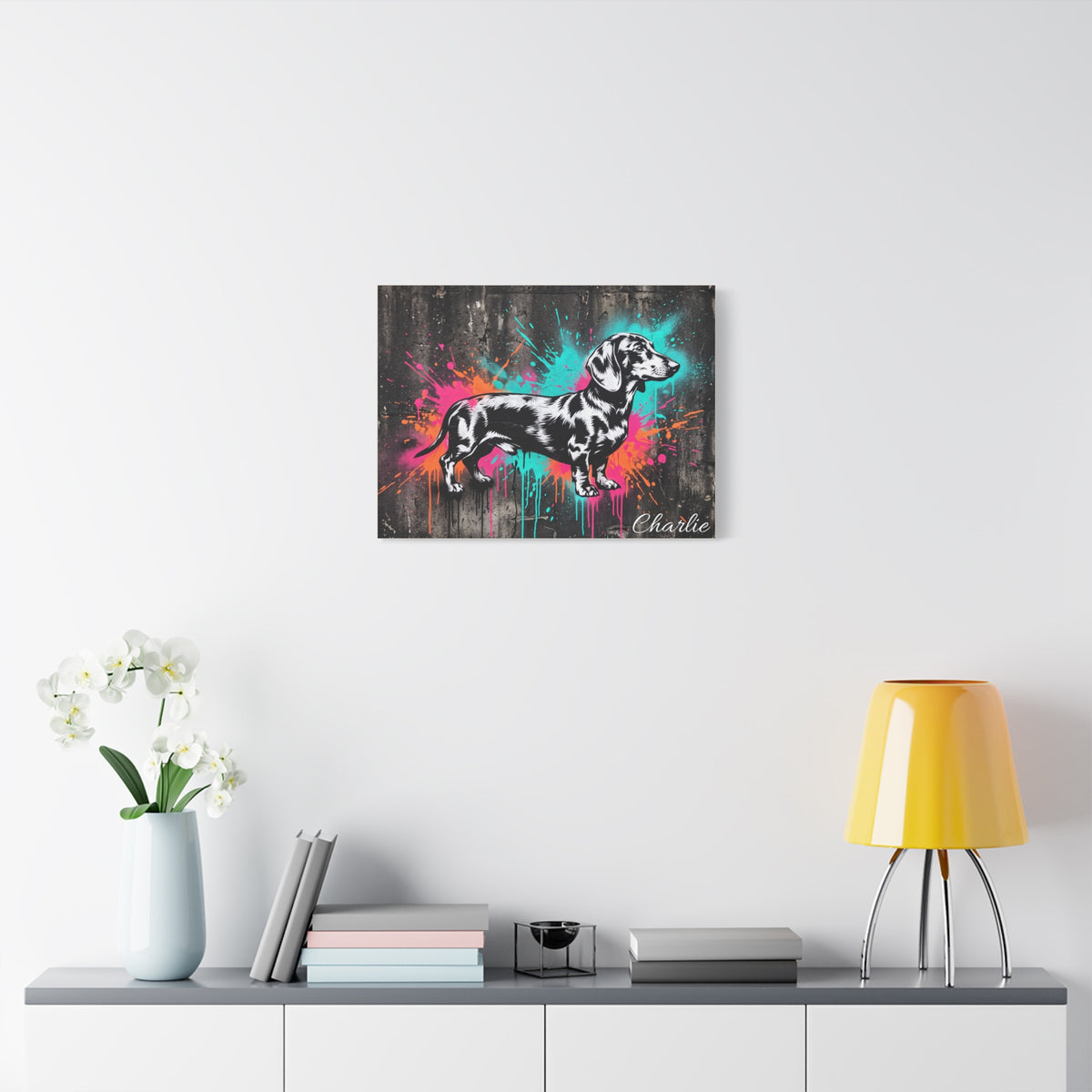 Dachshund Personalized Canvas | Graffiti Street Art Wall Art