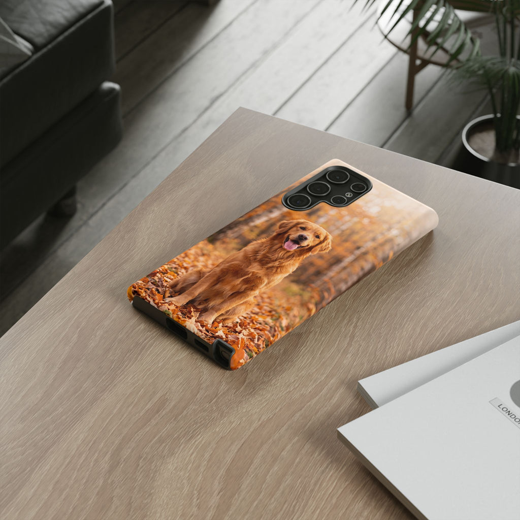 Golden Retriever Autumn Forest Phone Case | Happy Dog in Fall Foliage | Samsung & iPhone