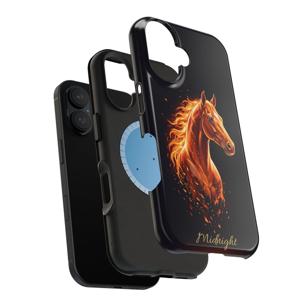 Personalized Fire & Ember Horse Phone Case — Tough Magnetic Case with Wireless Charging