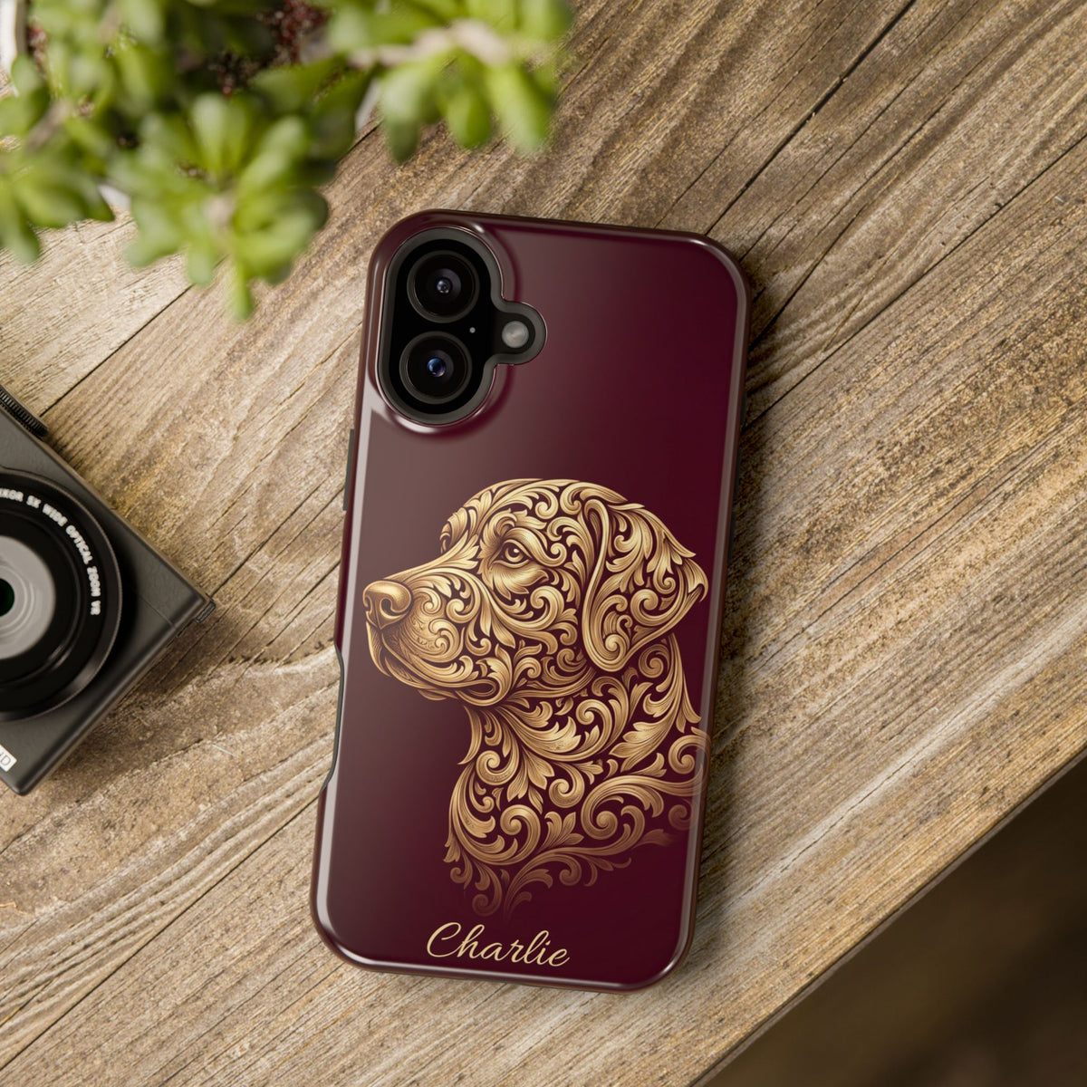 Personalized Gold Filigree Labrador Phone Case — Tough Magnetic Case with Wireless Charging