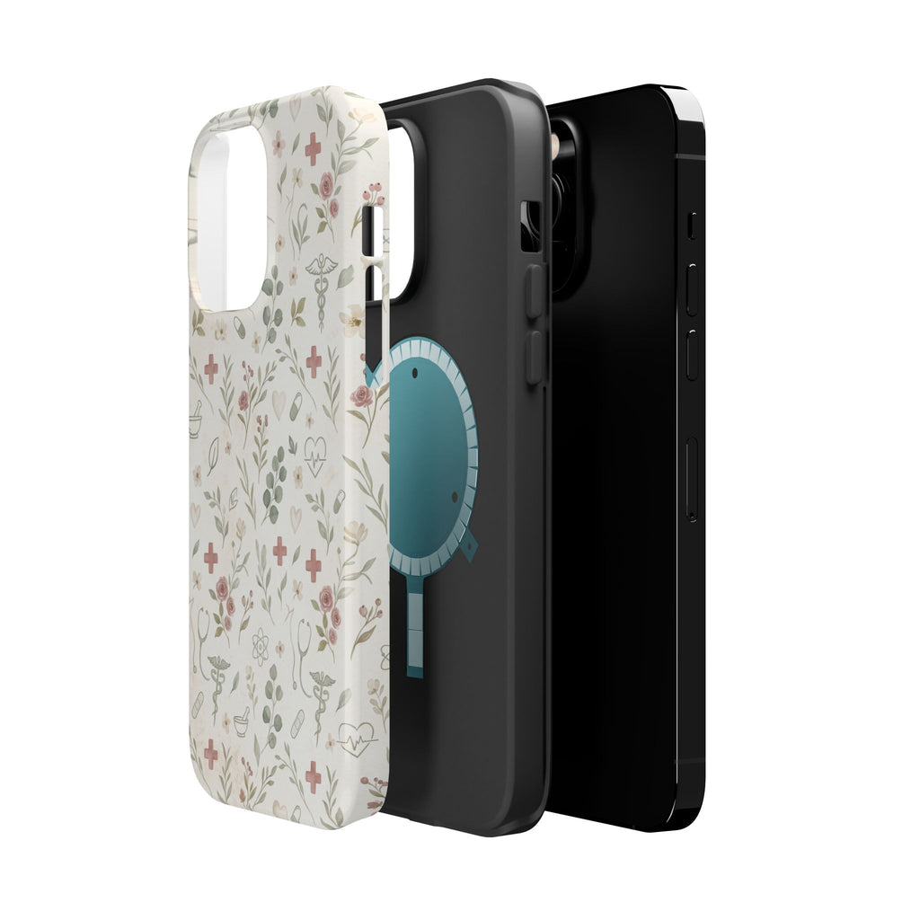 Floral Nurse Phone Case — Impact-Resistant Wireless Charging Cover