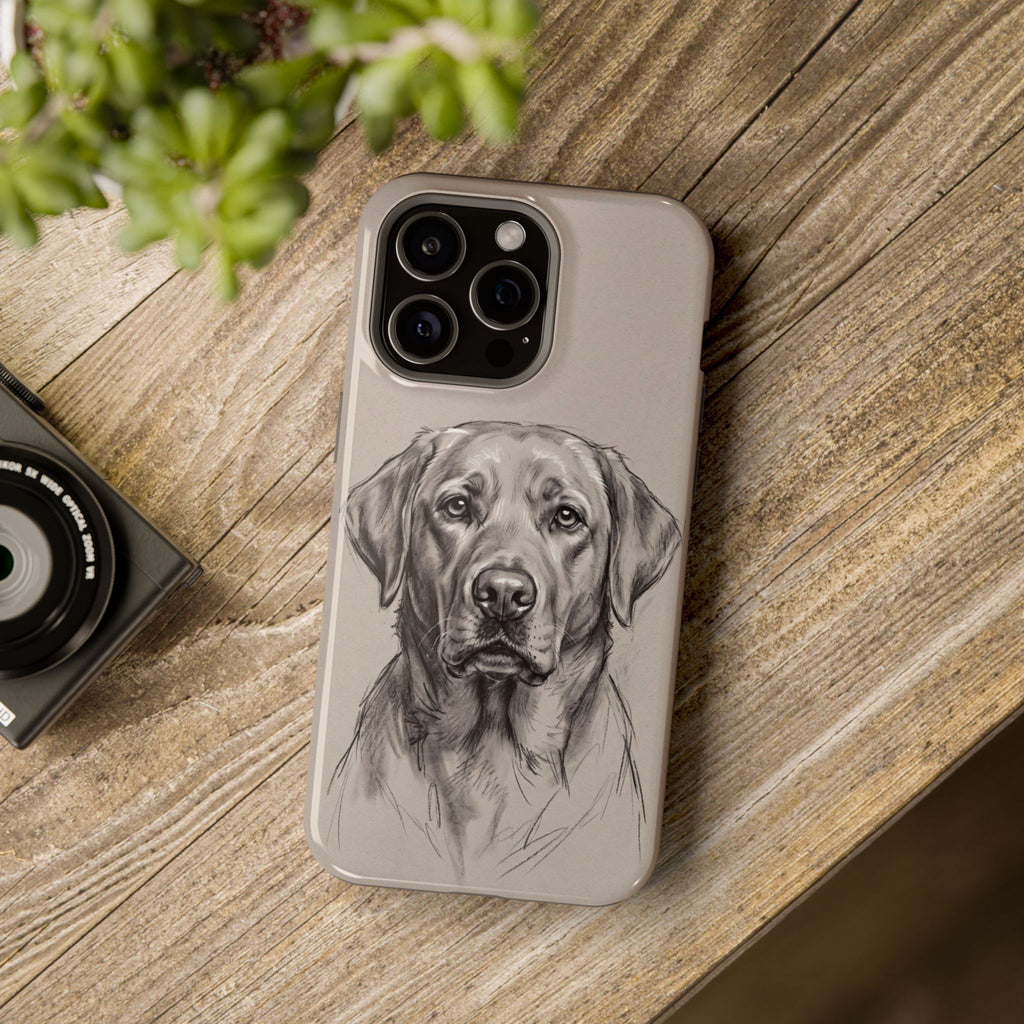 Charcoal Sketch Labrador Phone Case — Tough Magnetic Case with Wireless Charging