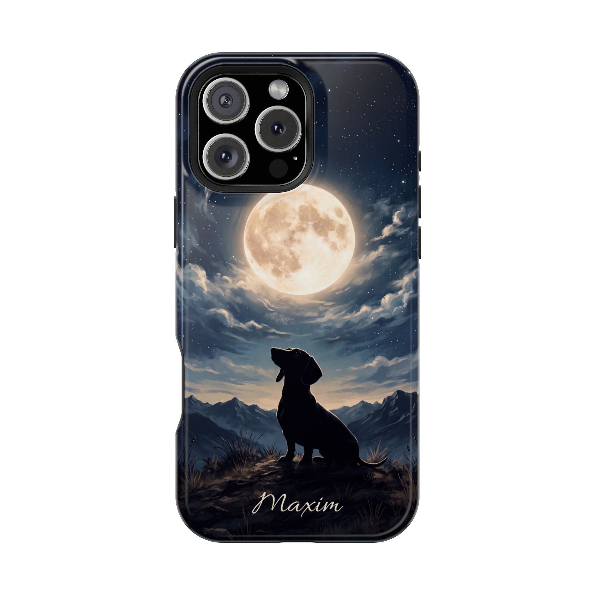Personalized Dachshund Moonlight Phone Case — Wireless Charging Cover