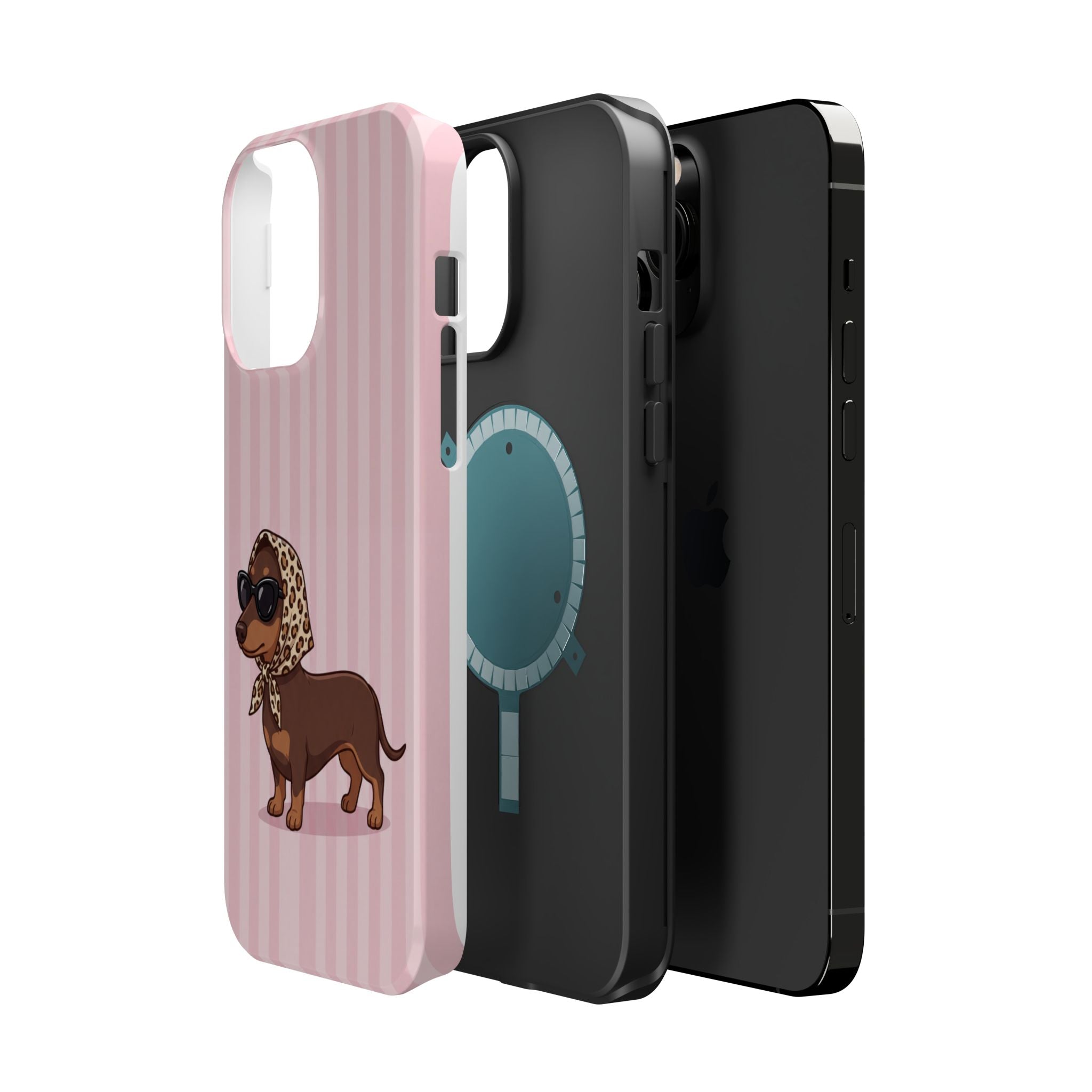 Preppy Dachshund Phone Case — Impact-Resistant Wireless Charging Cover