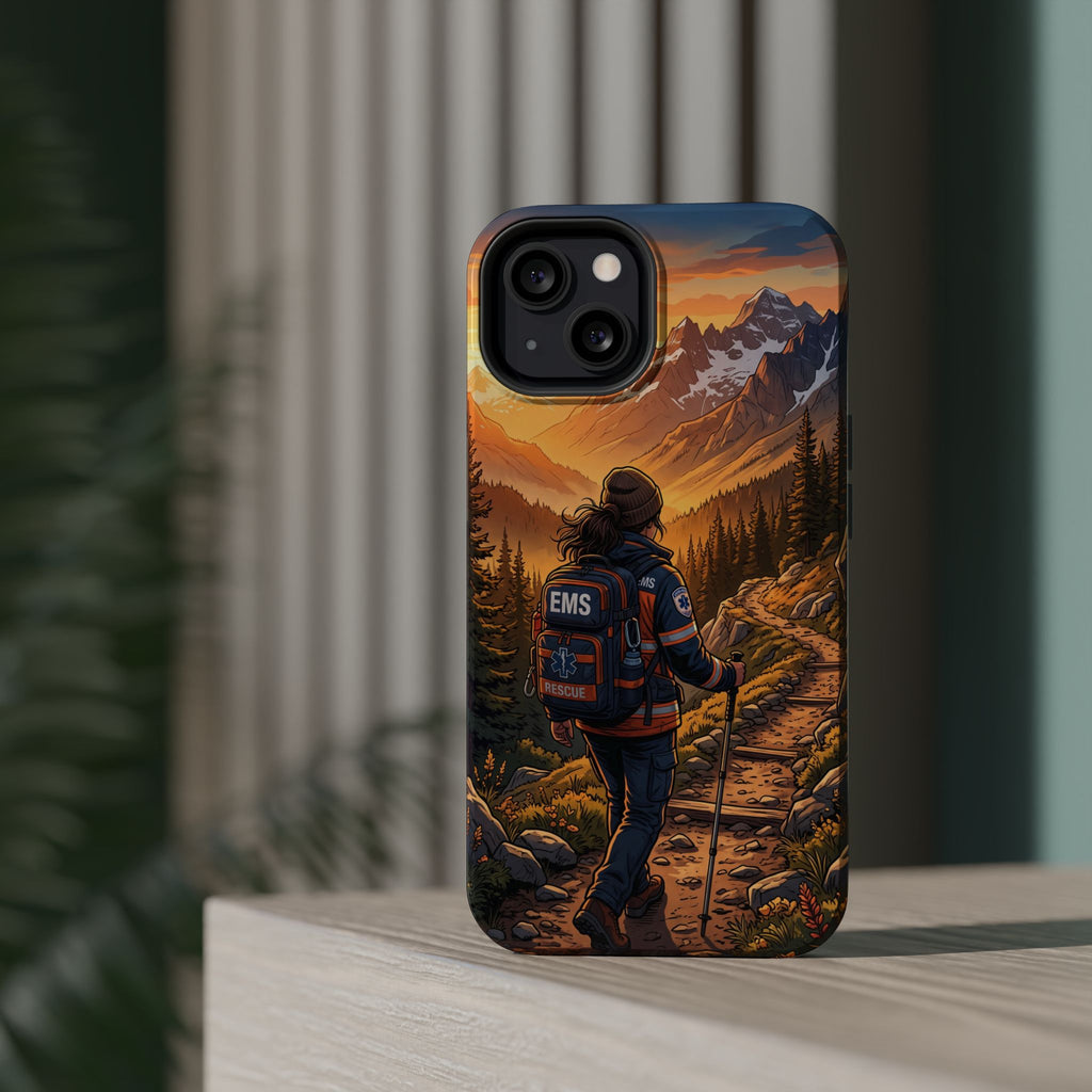 Paramedic/EMT Mountain Phone Case — Magnetic Wireless Charging Cover