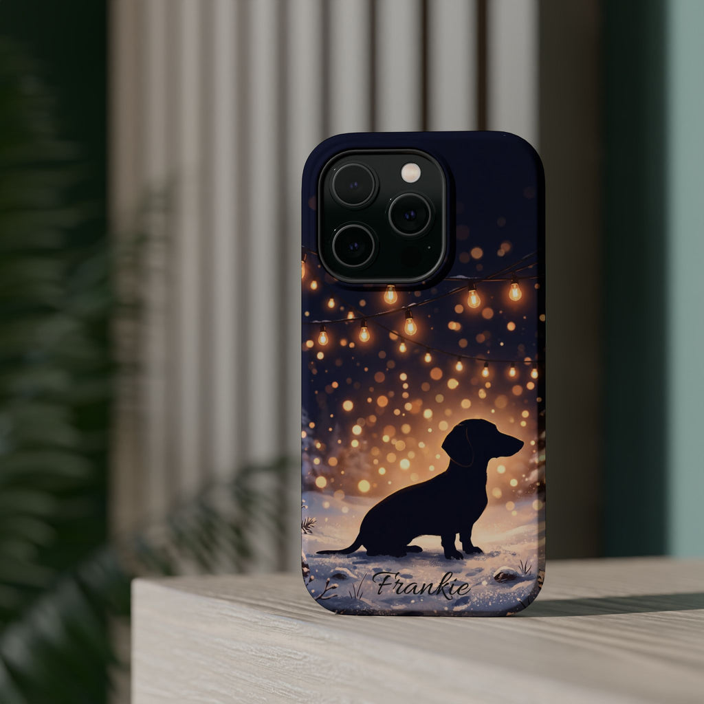 Personalized Dachshund Golden Sparks Phone Case — Wireless Charging Cover