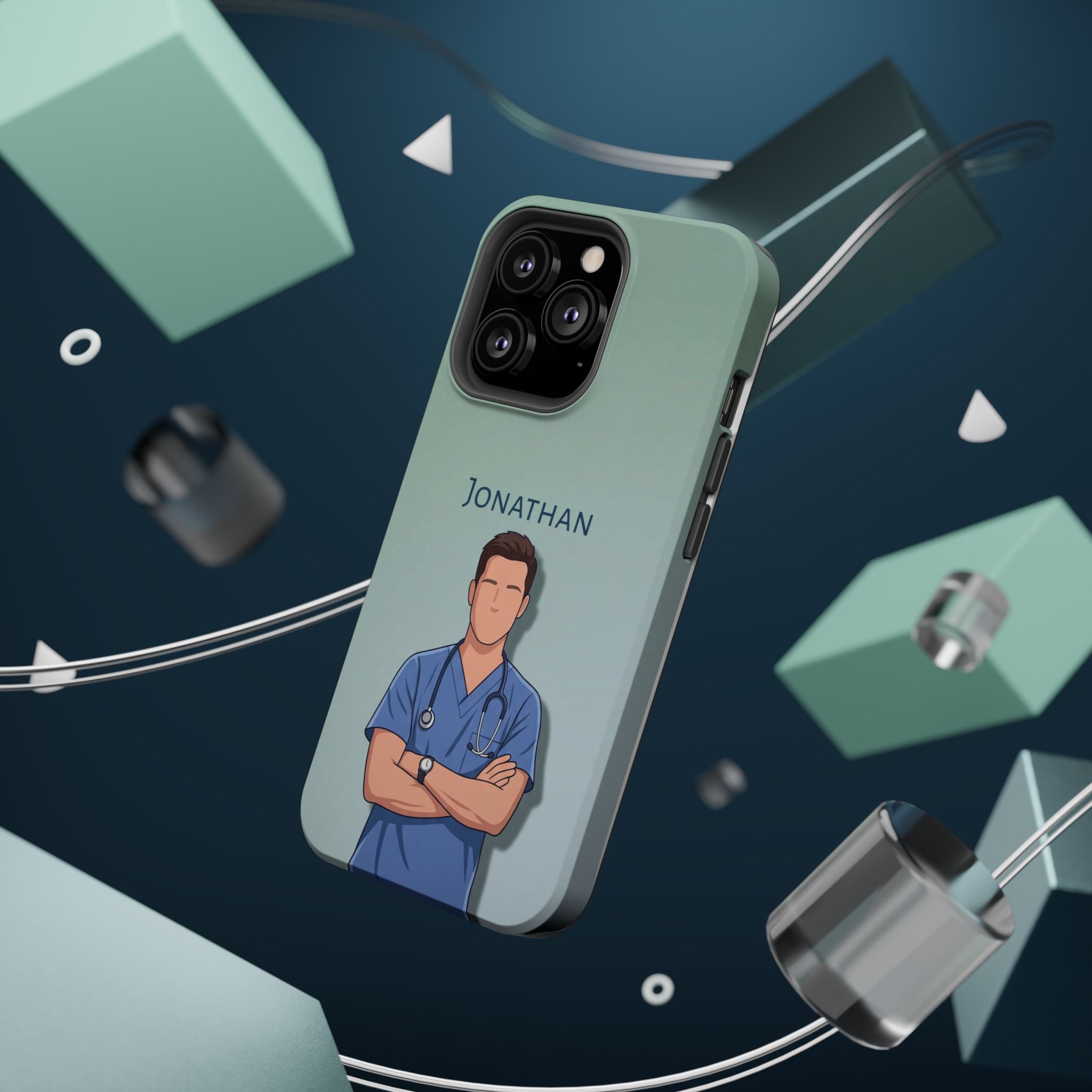 Personalized Nurse Portrait Phone Case — Impact-Resistant Wireless Charging Cover