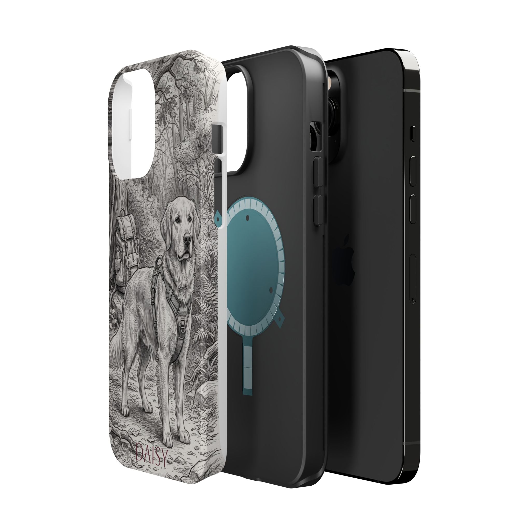 Personalized Golden Retriever Woodland Trail Phone Case — Wireless Charging Cover