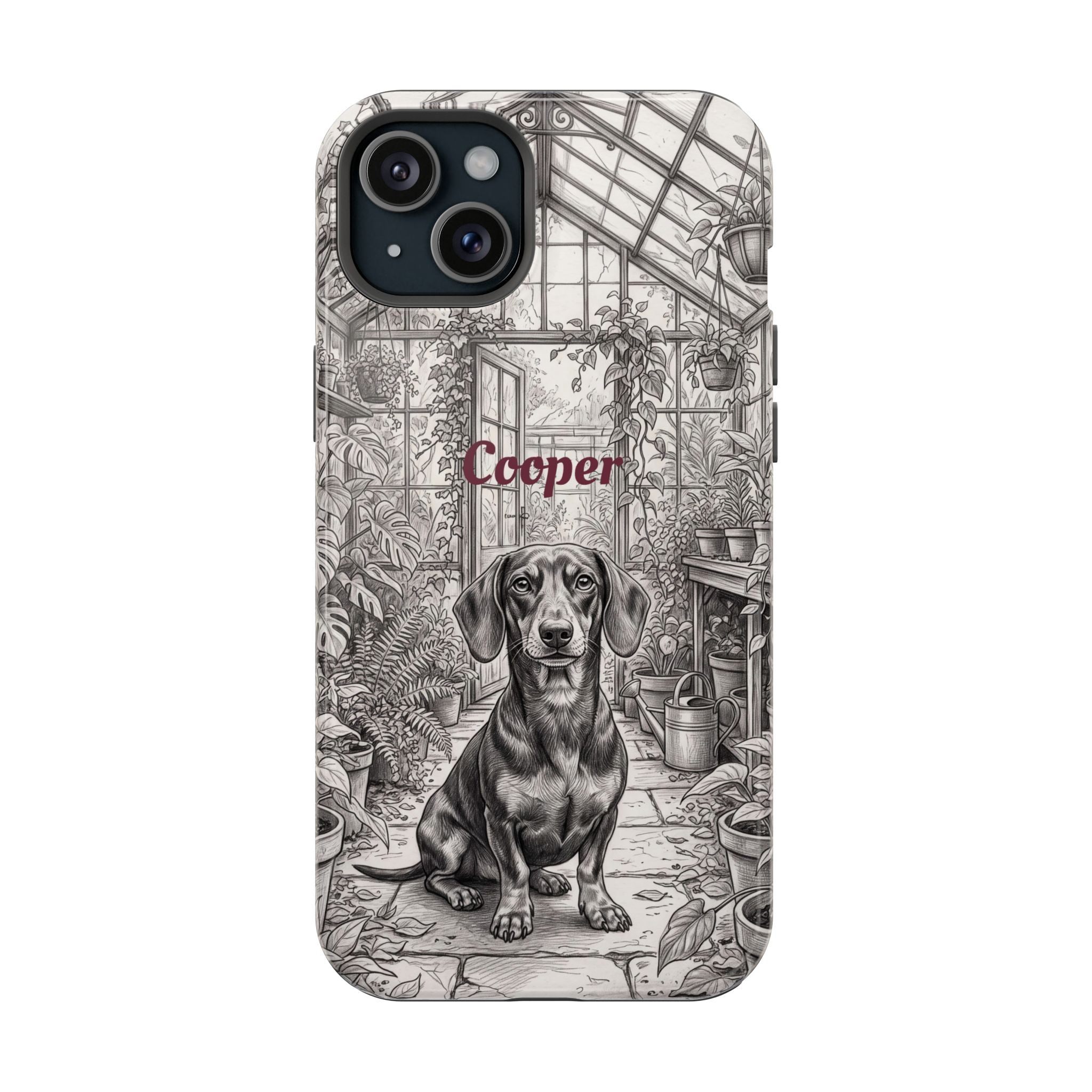 Personalized Dachshund Vintage Greenhouse Phone Case — Wireless Charging Cover