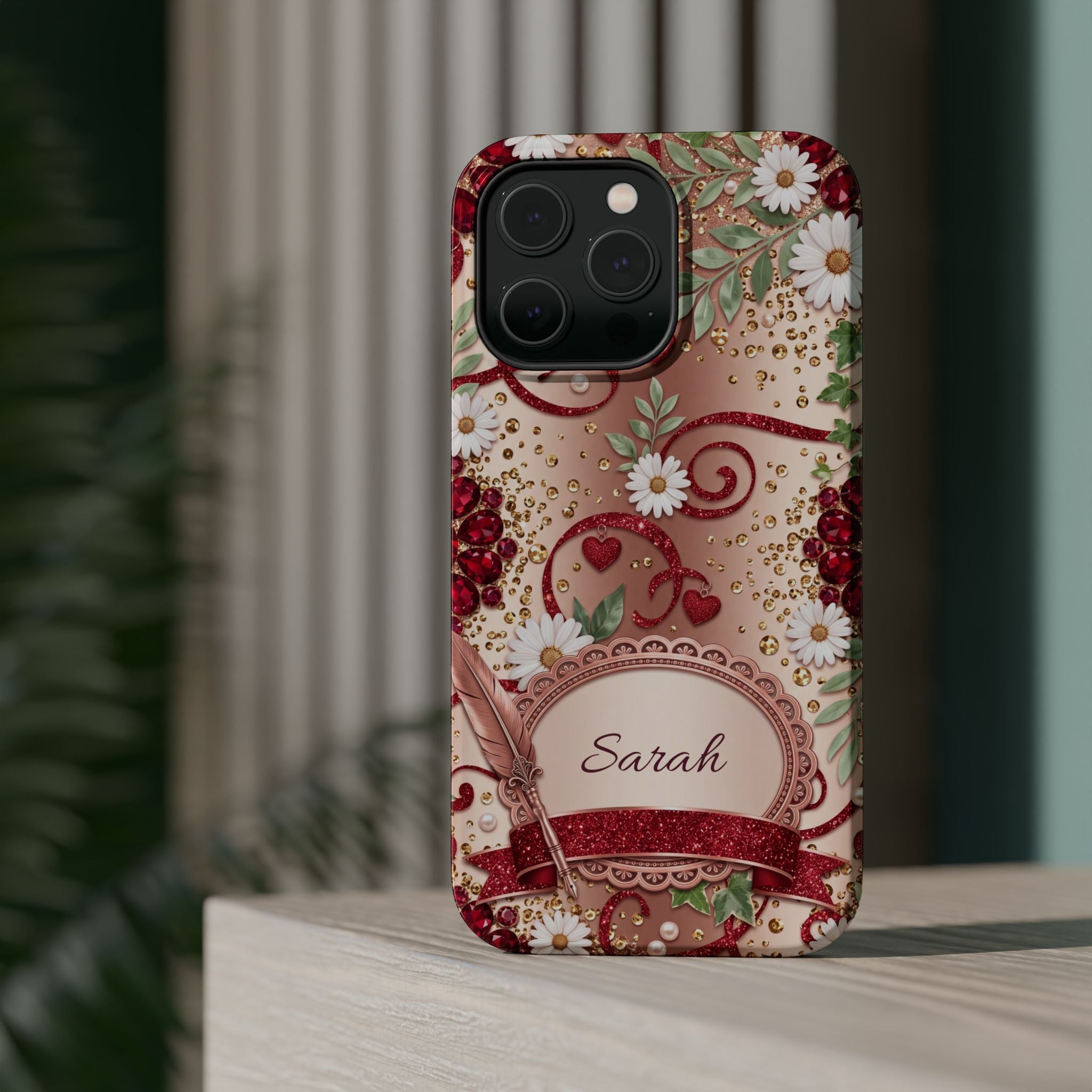 Personalized Vintage Floral Teacher Phone Case — Wireless Charging Cover