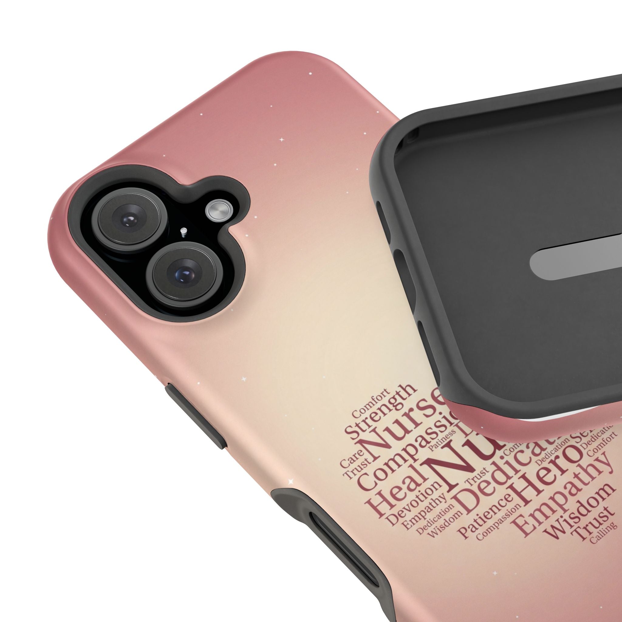 Nurse Heart Word Art Phone Case — Impact-Resistant Wireless Charging Cover