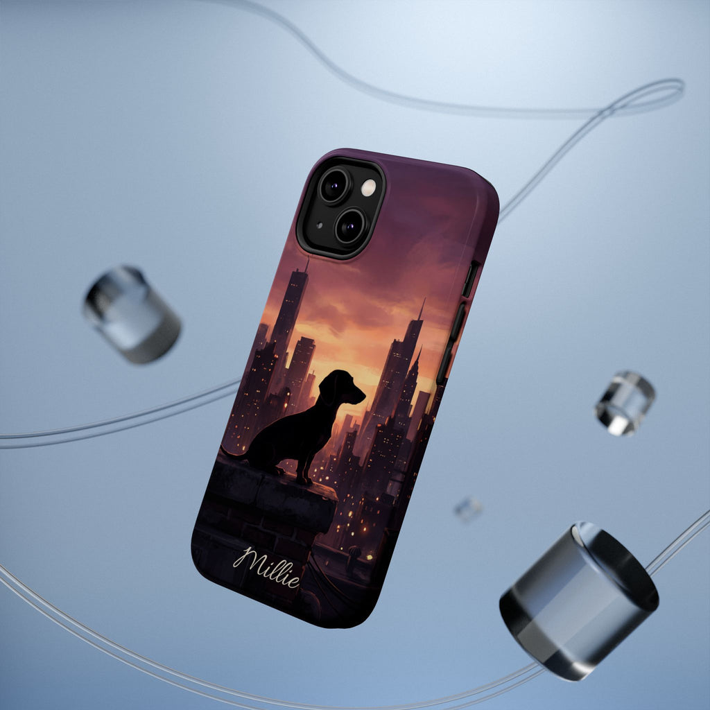 Personalized Dachshund City Skyline Phone Case — Wireless Charging Cover