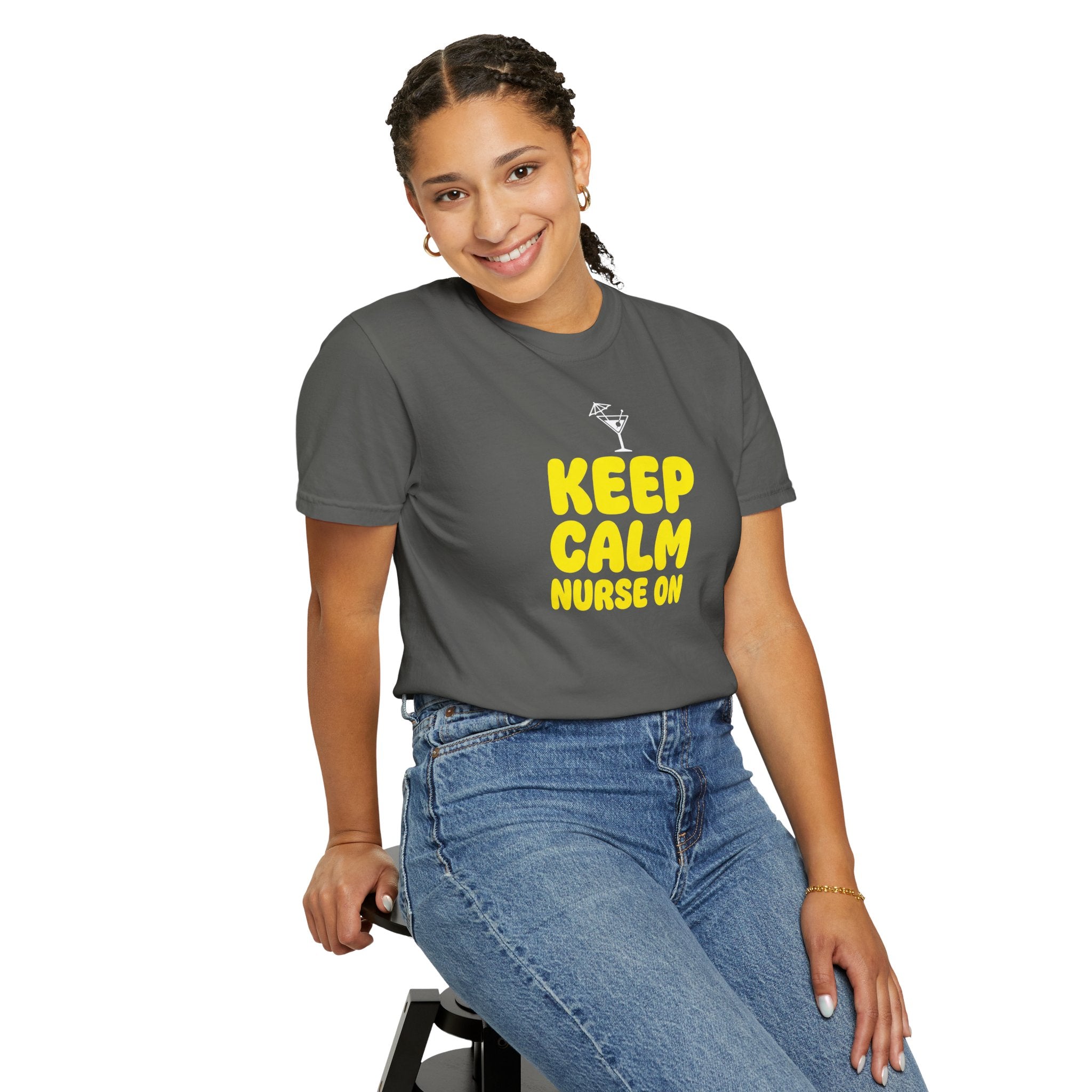 Nurse T-Shirt - "Keep Calm Nurse On" Funny Nursing Quote Unisex Tee, Nurse Appreciation Gift