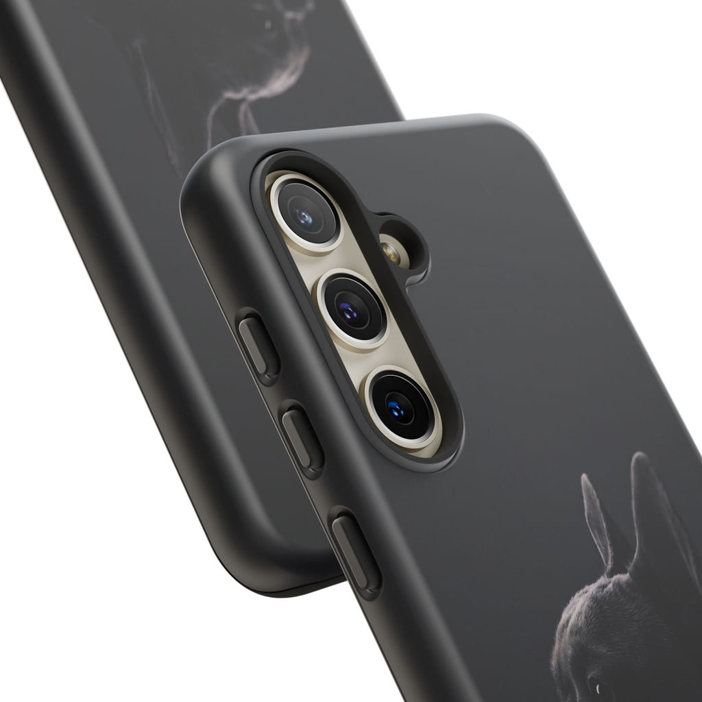 Silhouette French Bulldog Phone Case | Minimalist Black-on-Black Frenchie Profile | iPhone & Samsung