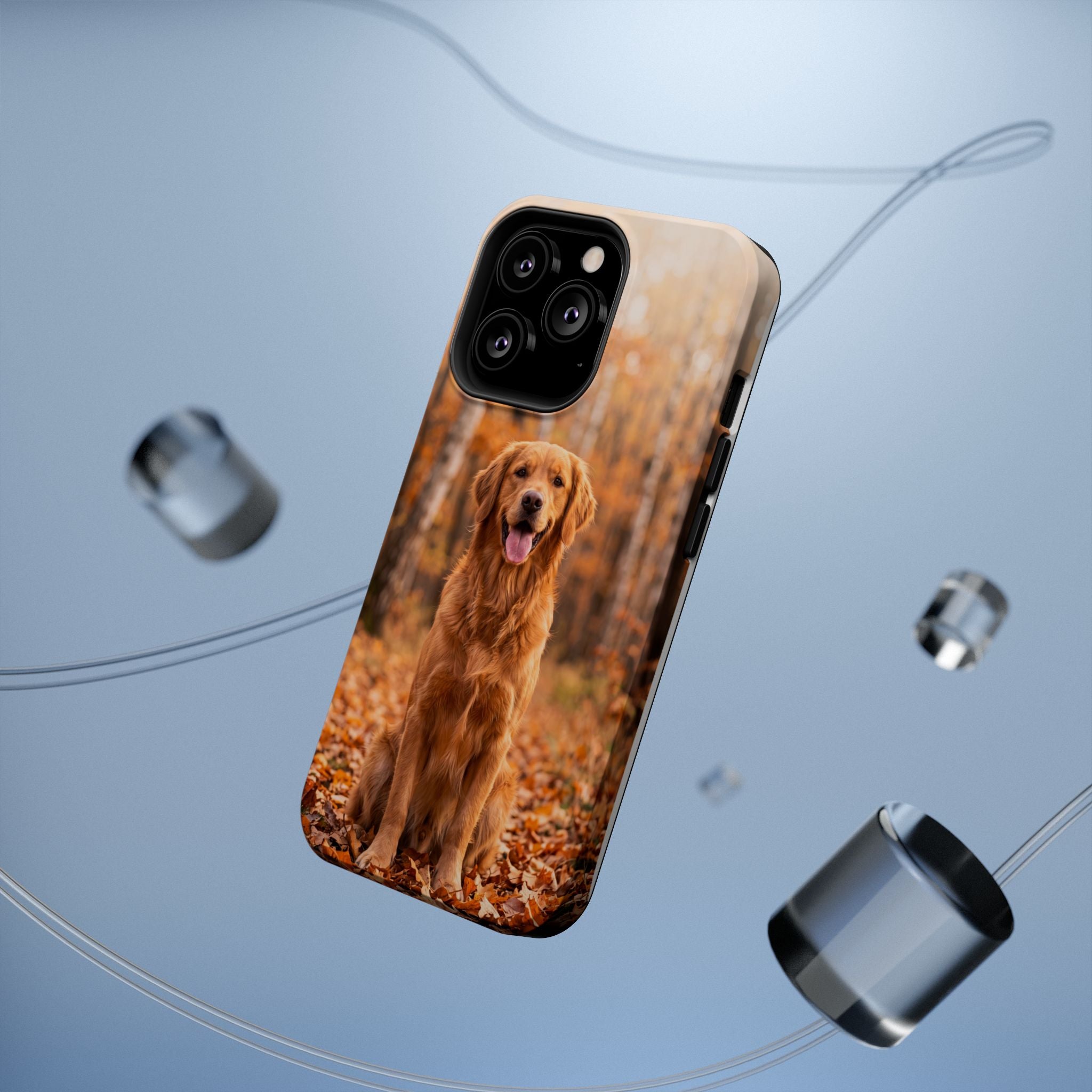 Autumn Golden Retriever Phone Case — Impact-Resistant Wireless Charging Cover