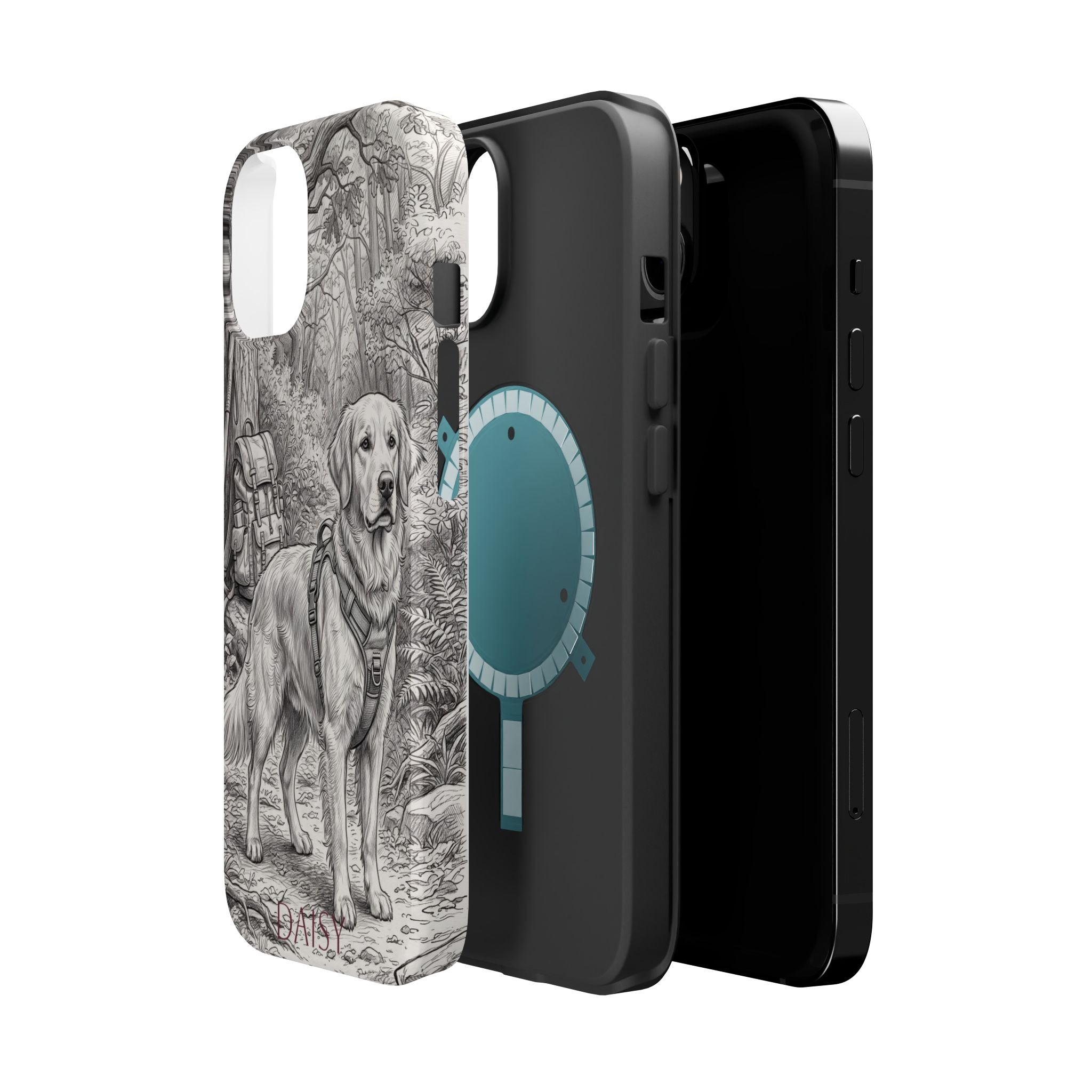Personalized Golden Retriever Woodland Trail Phone Case — Wireless Charging Cover