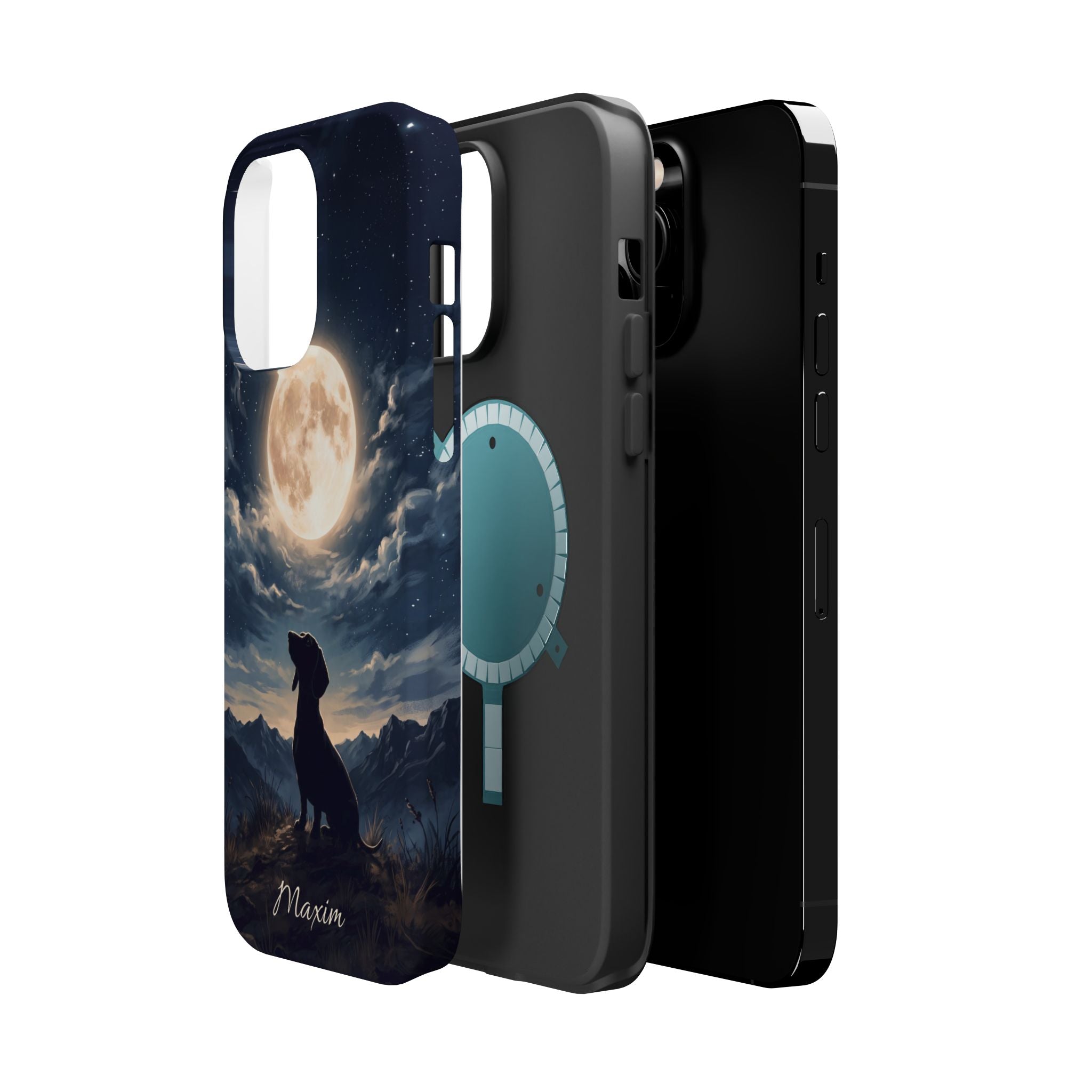 Personalized Dachshund Moonlight Phone Case — Wireless Charging Cover