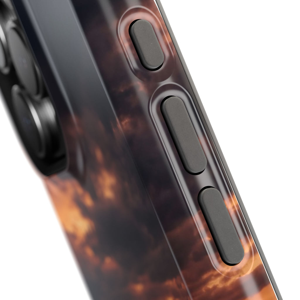 Sunset Paw Print Phone Case — Impact-Resistant Wireless Charging Cover