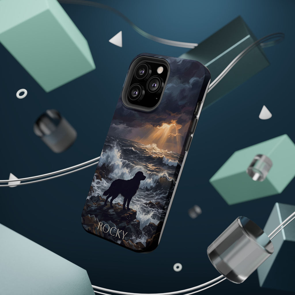 Personalized Golden Retriever Stormy Sea Phone Case — Wireless Charging Cover
