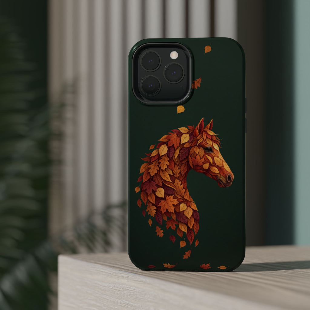Autumn Leaves Horse Phone Case — Tough Magnetic Case with Wireless Charging