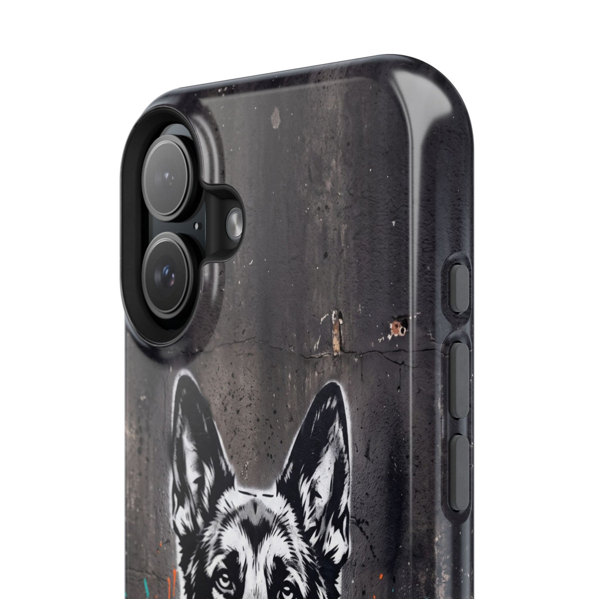 German Shepherd Phone Case | Graffiti Street Art — Tough Magnetic Case with Wireless Charging