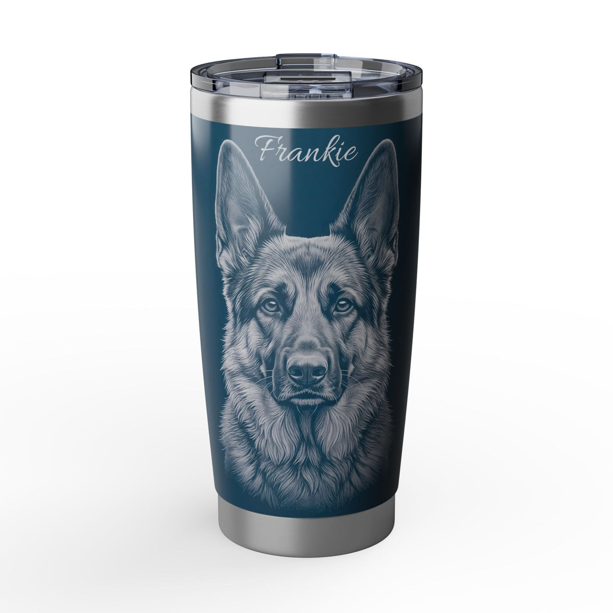 German Shepherd Personalized Tumbler | Frosted Glass Art — 20 oz Stainless Travel Mug