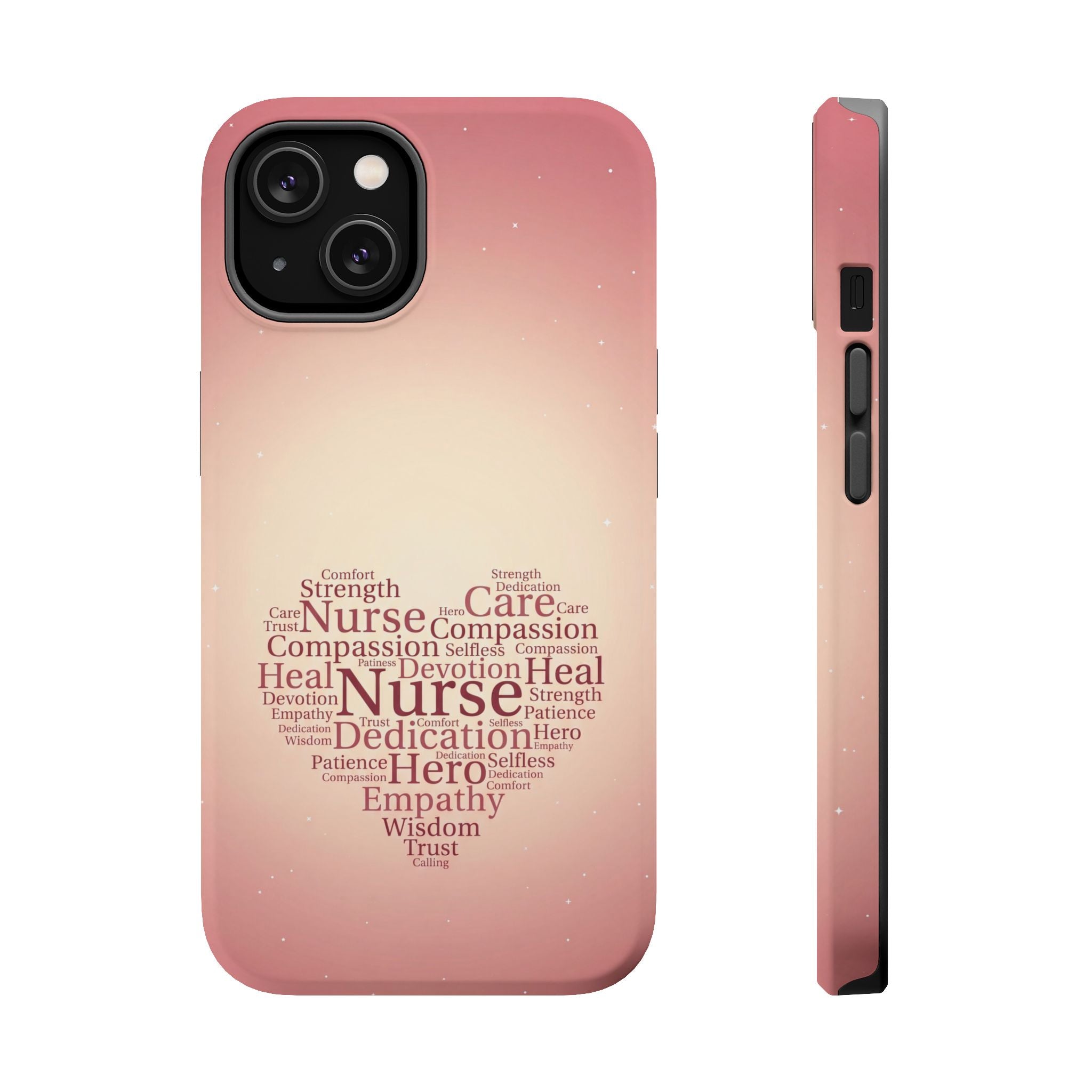 Nurse Heart Word Art Phone Case — Impact-Resistant Wireless Charging Cover