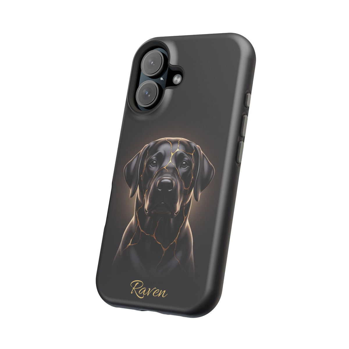 Personalized Obsidian Kintsugi Labrador Phone Case — Tough Magnetic Case with Wireless Charging