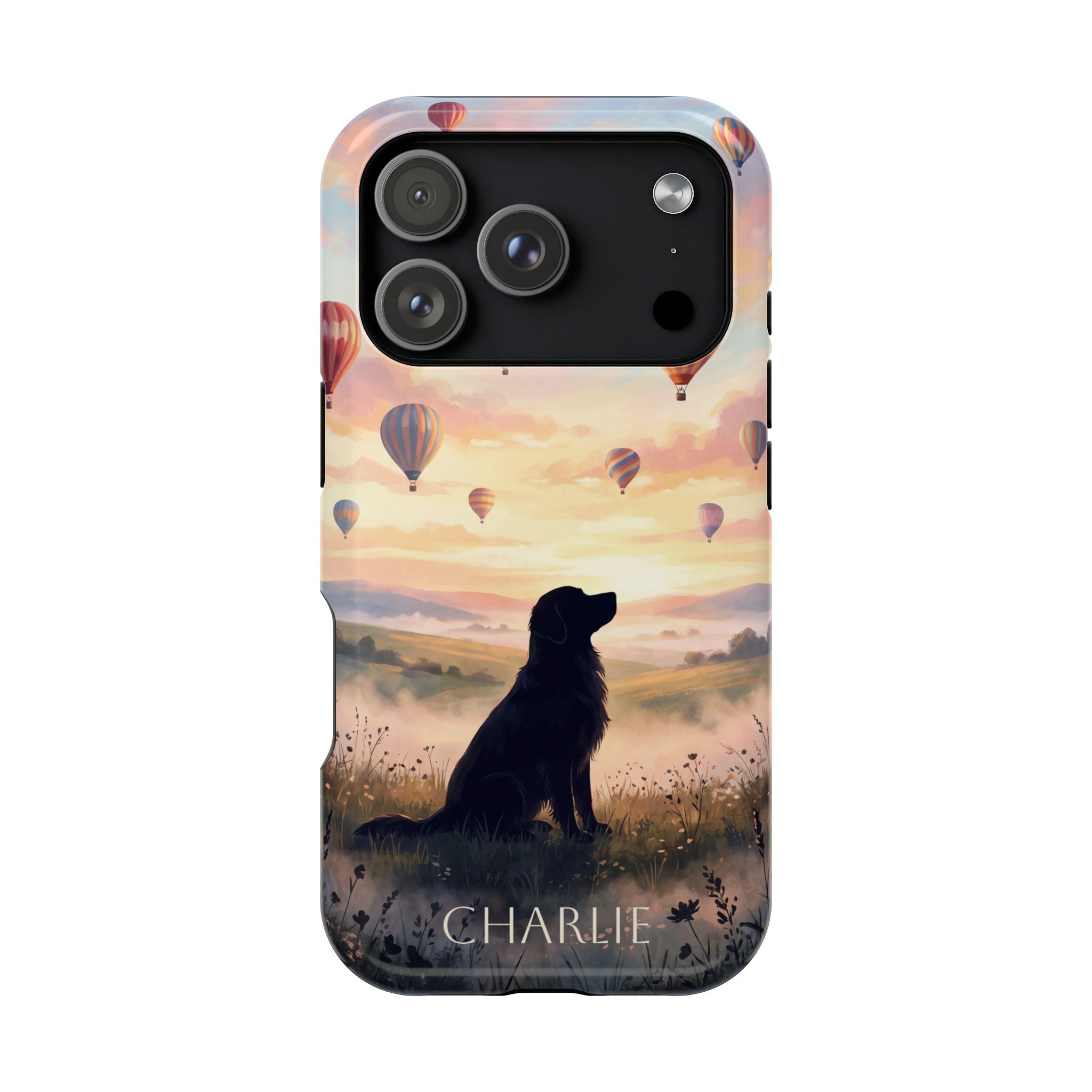 Personalized Golden Retriever Hot Air Balloon Phone Case — Wireless Charging Cover
