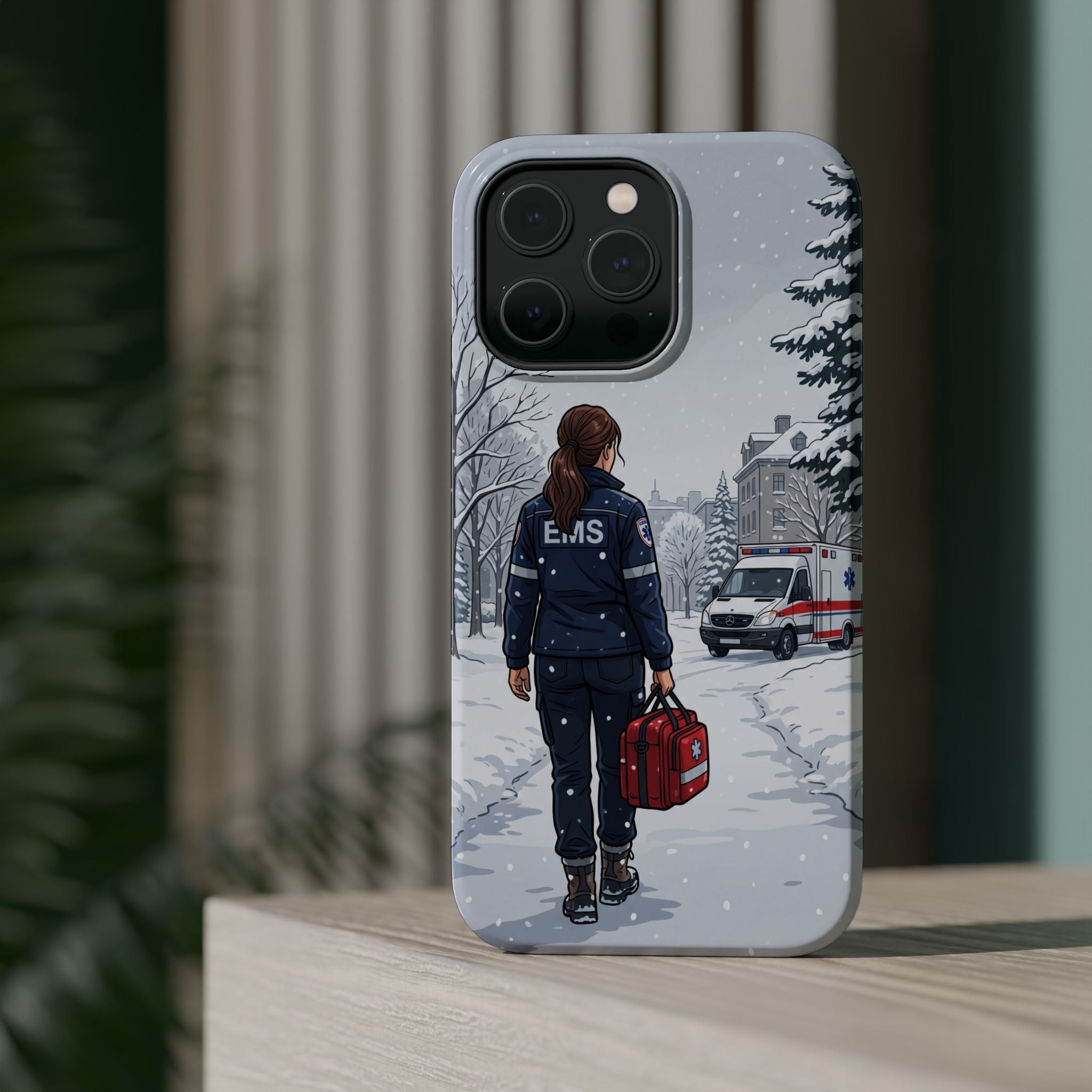 Paramedic/EMT Winter Phone Case — Magnetic Wireless Charging Cover