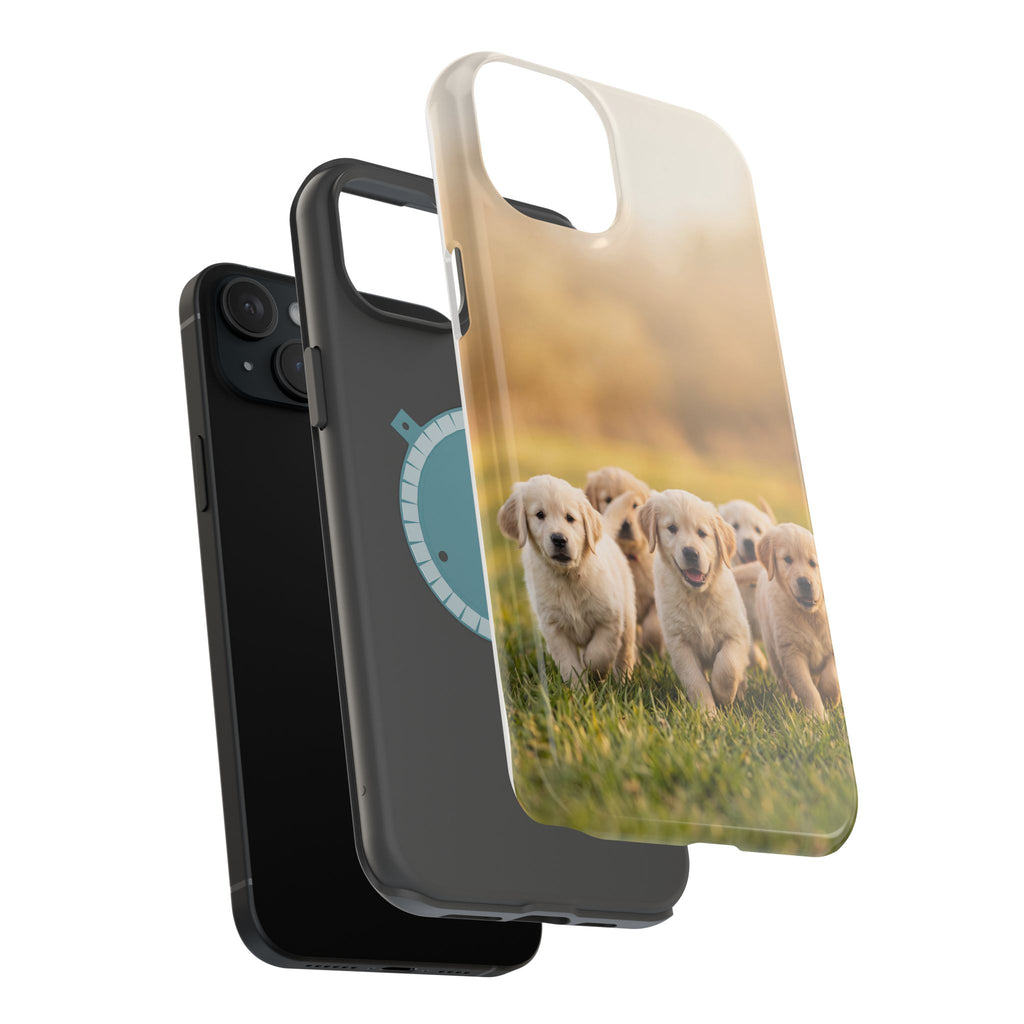 Golden Retriever Puppies Phone Case — Impact-Resistant Wireless Charging Cover