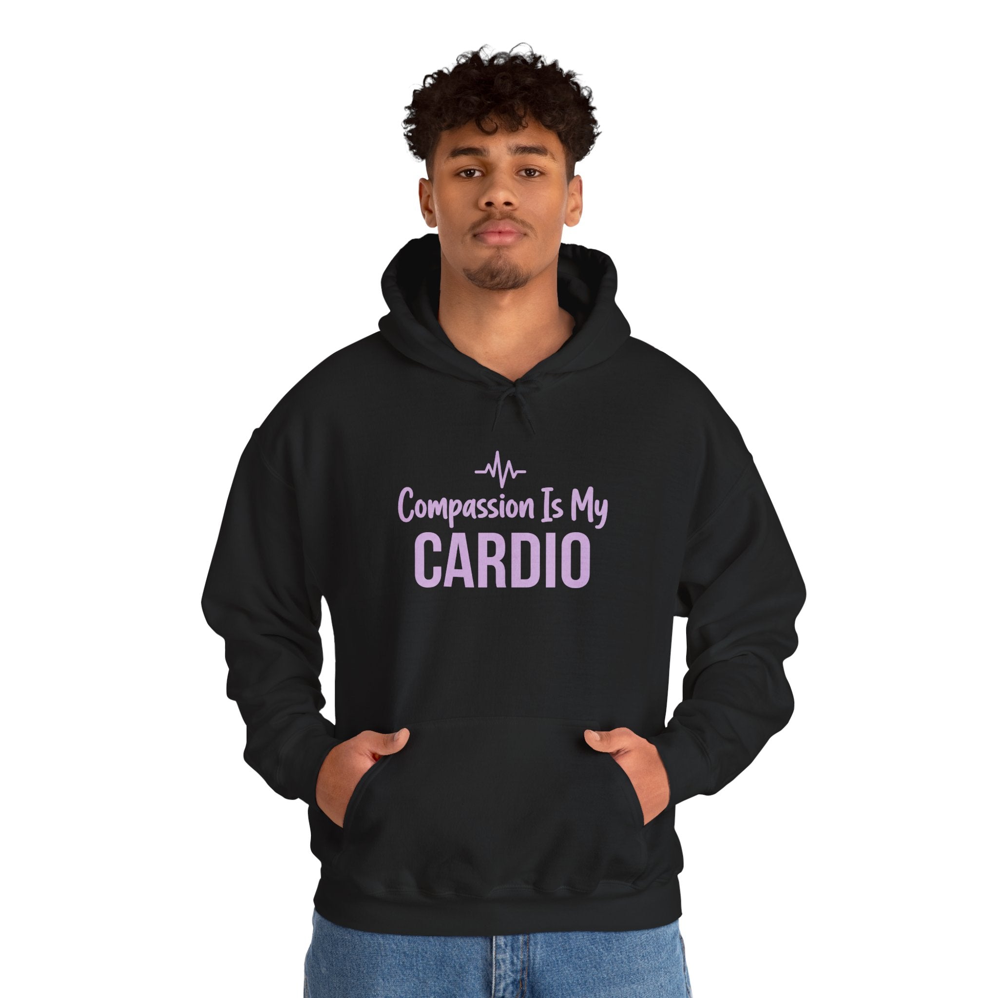 Compassion Is My Cardio Hoodie — Nurse/Healthcare Worker Graphic Pullover