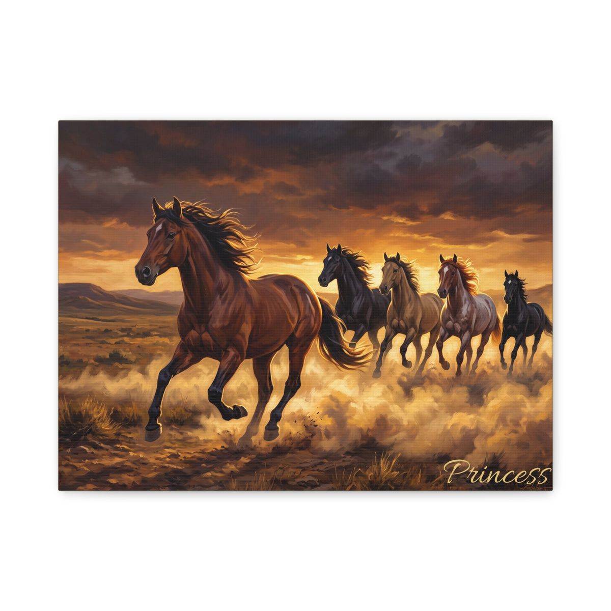 Horse Personalized Canvas | Wild Mustang Stampede Wall Art