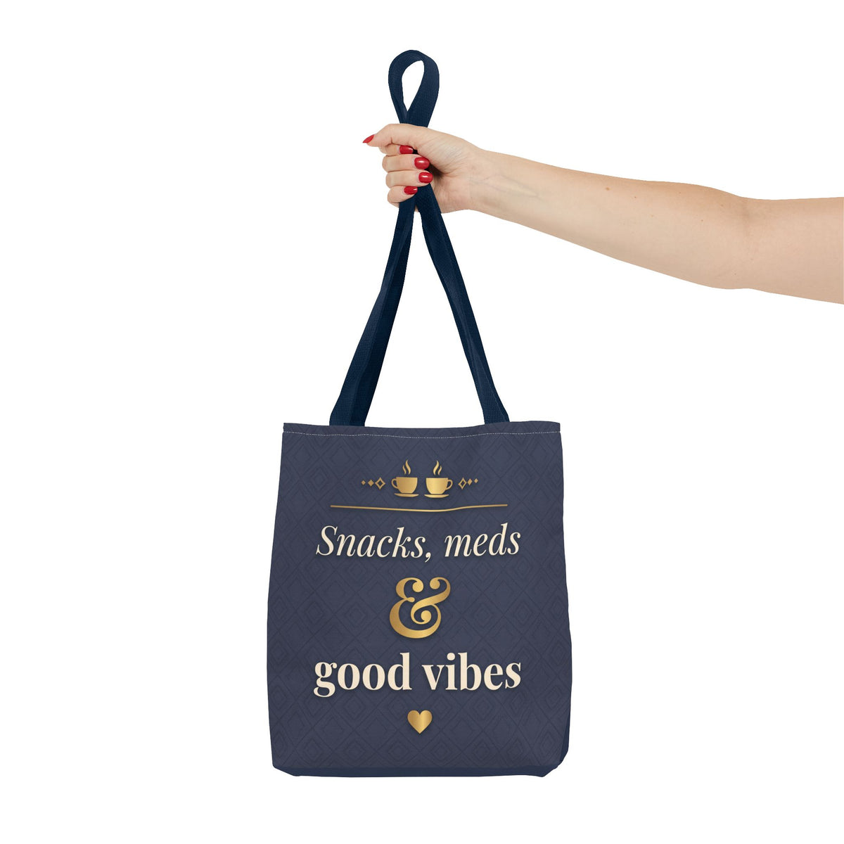 Snacks Meds & Good Vibes Tote | Funny Nurse Gift Tote Bag | Healthcare Worker Humour Gift | Premium Polyester Carry-All