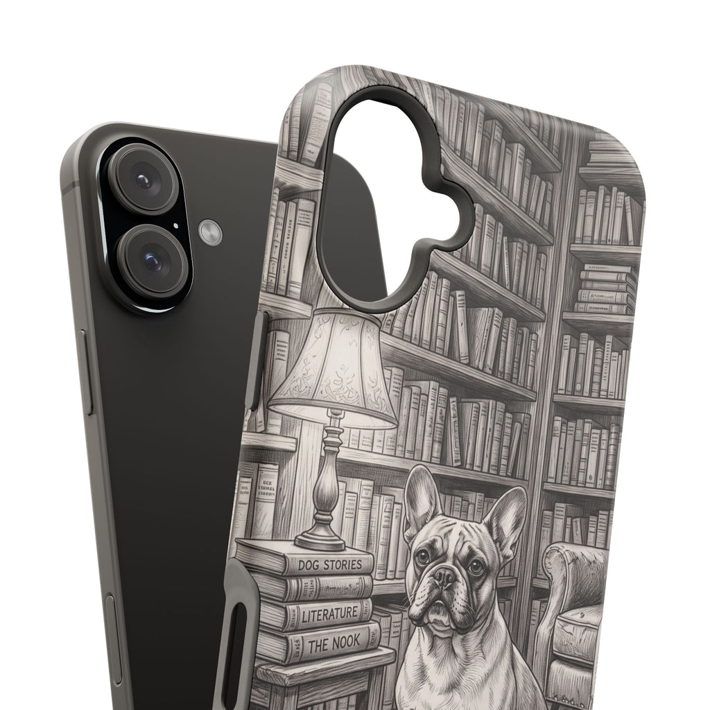 Personalized French Bulldog Library Study Phone Case — Wireless Charging Cover