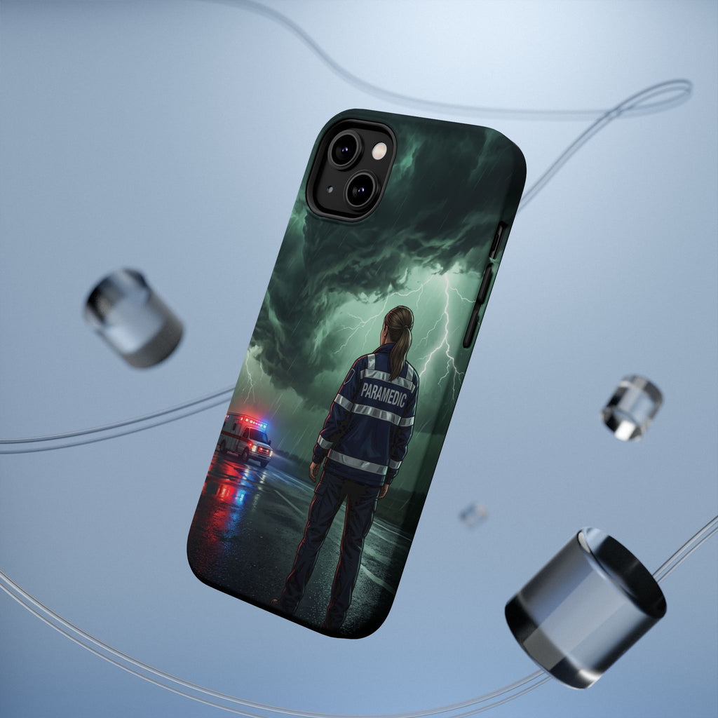 Female Paramedic Green Storm Phone Case — Magnetic Wireless Charging Cover