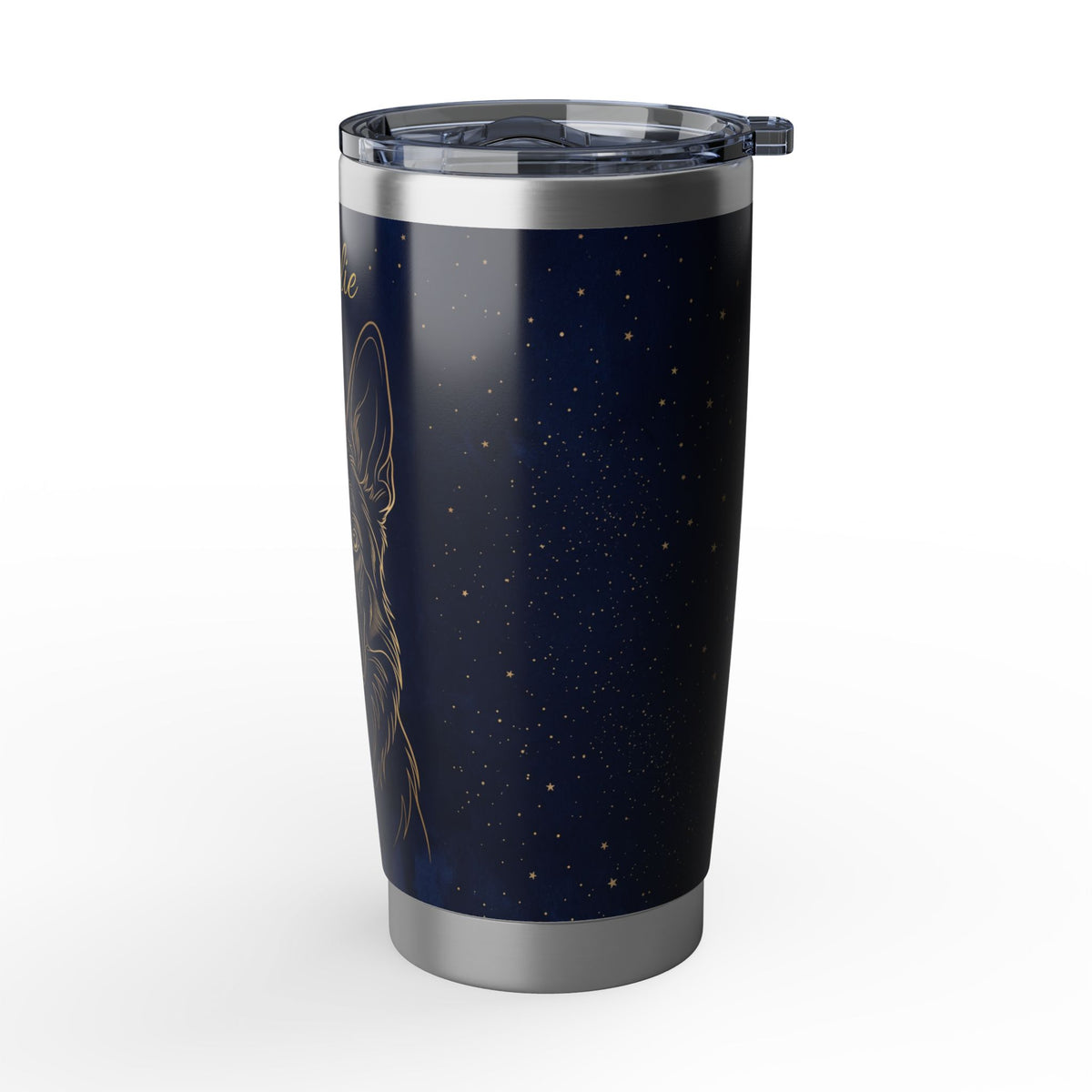 German Shepherd Personalized Tumbler | Midnight Gold Line Art — 20 oz Stainless Travel Mug