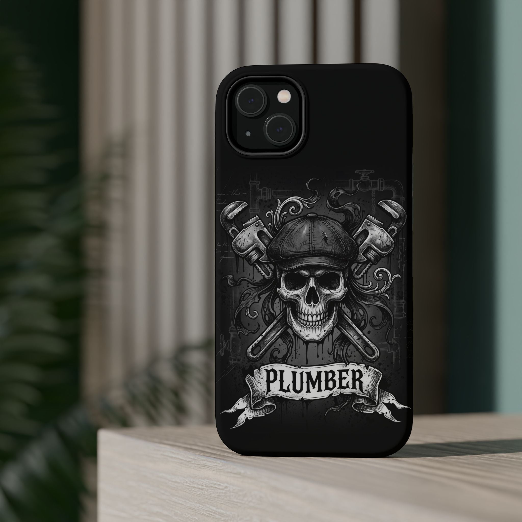Skull & Wrenches Plumber Phone Case — Wireless Charging Cover