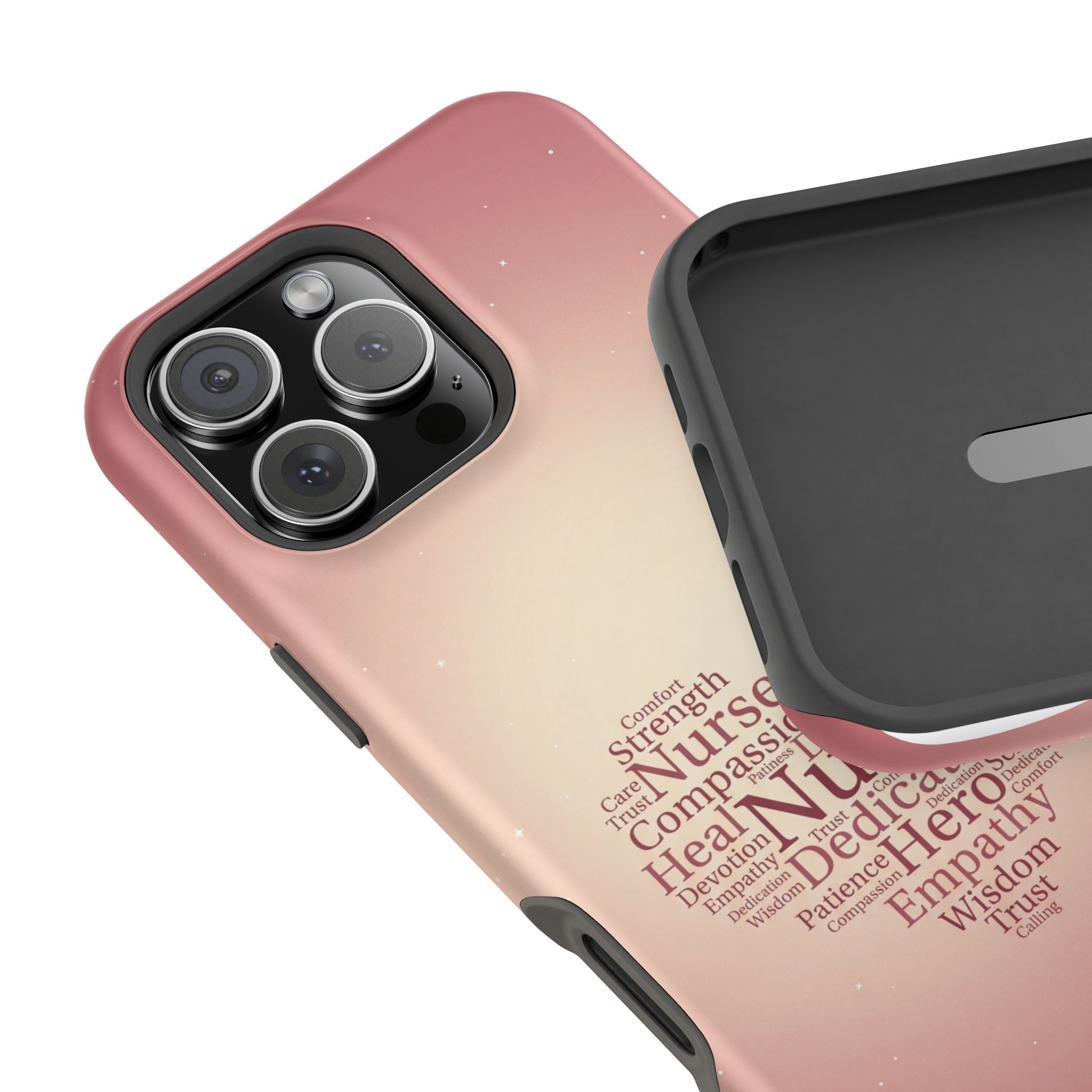 Nurse Heart Word Art Phone Case — Impact-Resistant Wireless Charging Cover