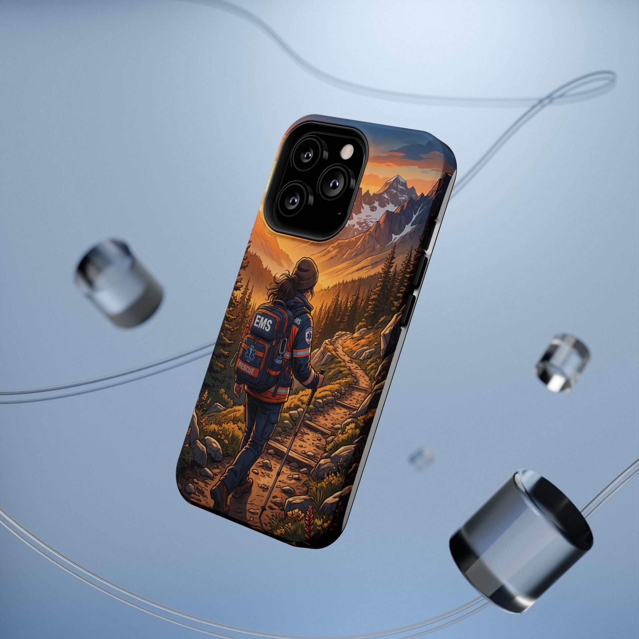 Paramedic/EMT Mountain Phone Case — Magnetic Wireless Charging Cover