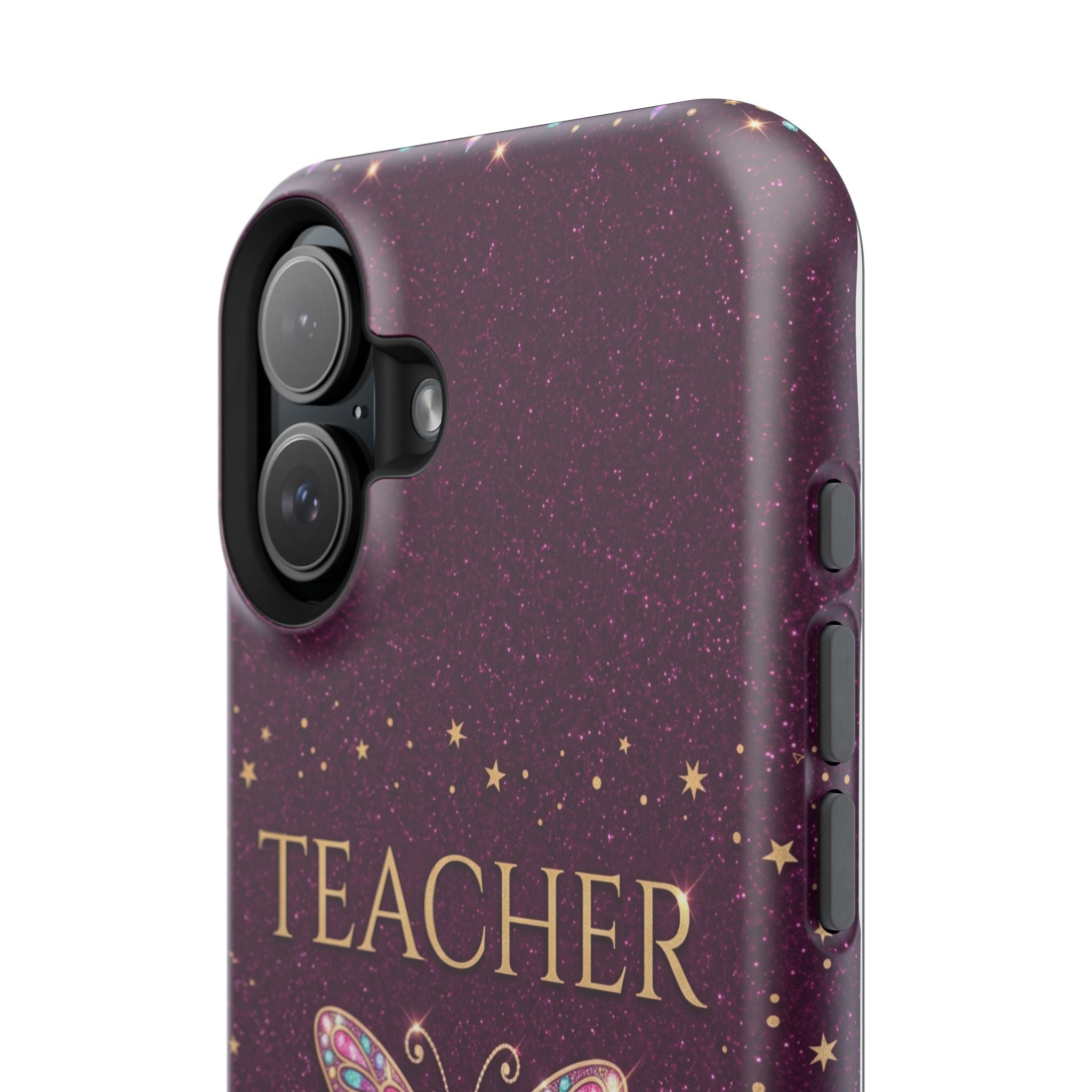Teacher Life Glitter Butterfly Phone Case — Wireless Charging Cover