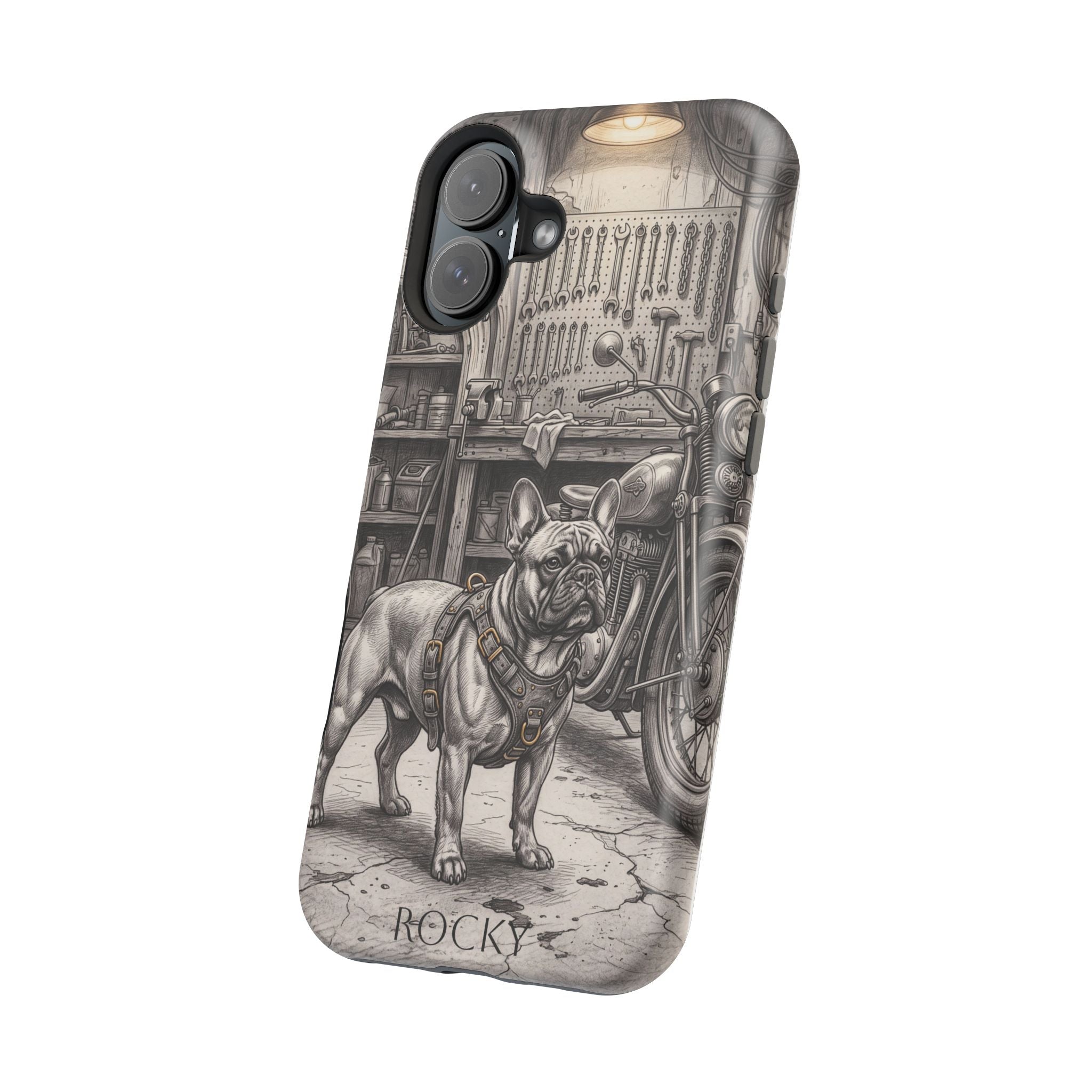Personalized French Bulldog Vintage Street Phone Case — Wireless Charging Cover