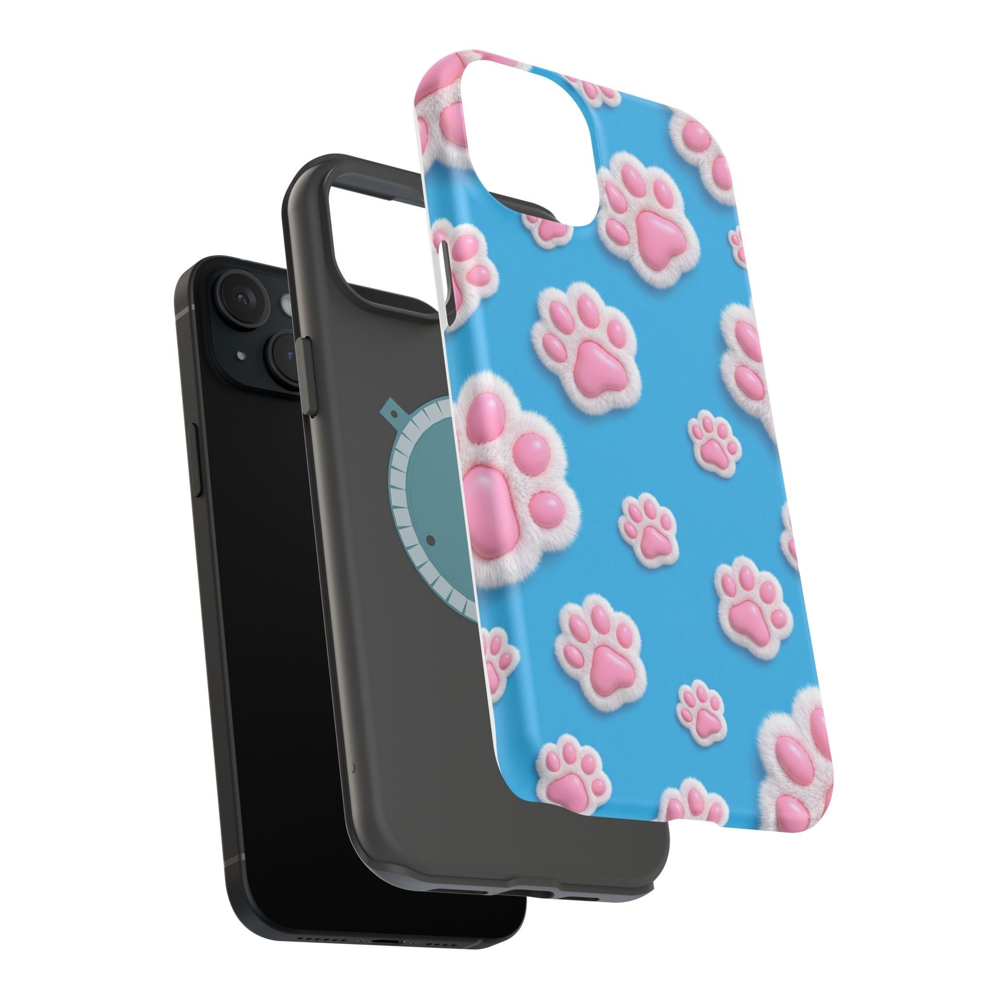 Fluffy Paw Print Phone Case | Cute 3D Pink Paw Pattern Case for Dog & Cat Lovers | iPhone & Samsung